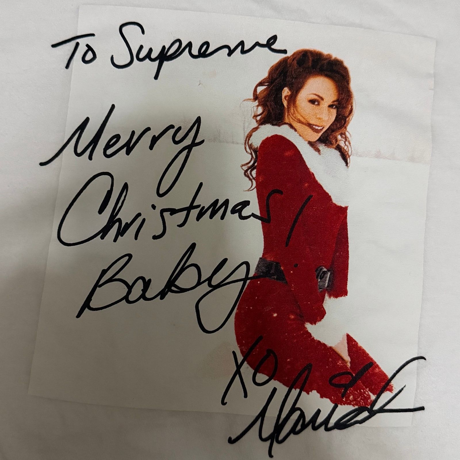 Supreme Supreme Mariah Carey Merry Christmas White Tee FW20 Size US M / EU 48-50 / 2 - 2 Thumbnail