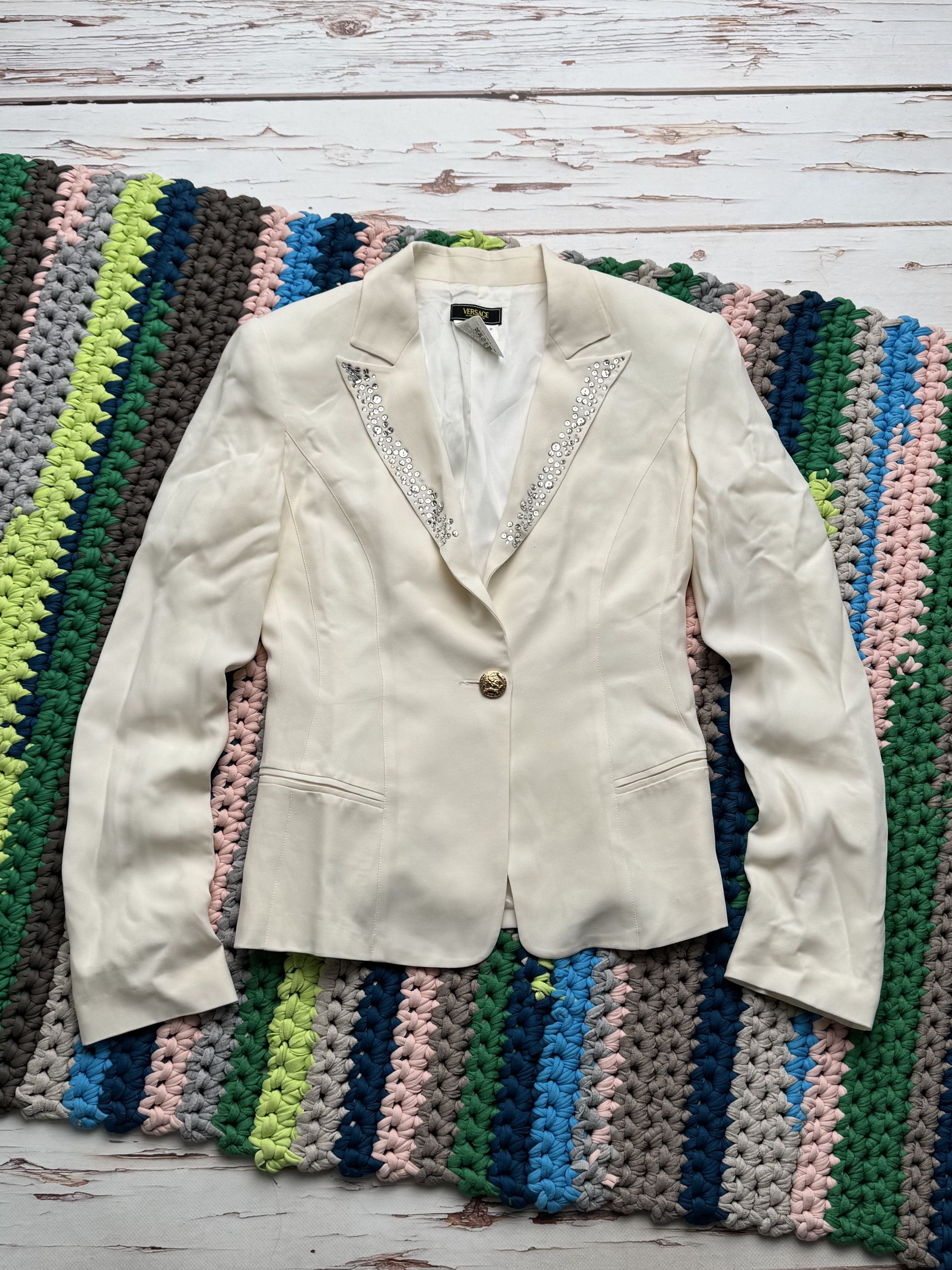 Versace Vintage Versace Embellished Silk Blazer Designer Jacket Size S / US 4 / IT 40 - 1 Thumbnail
