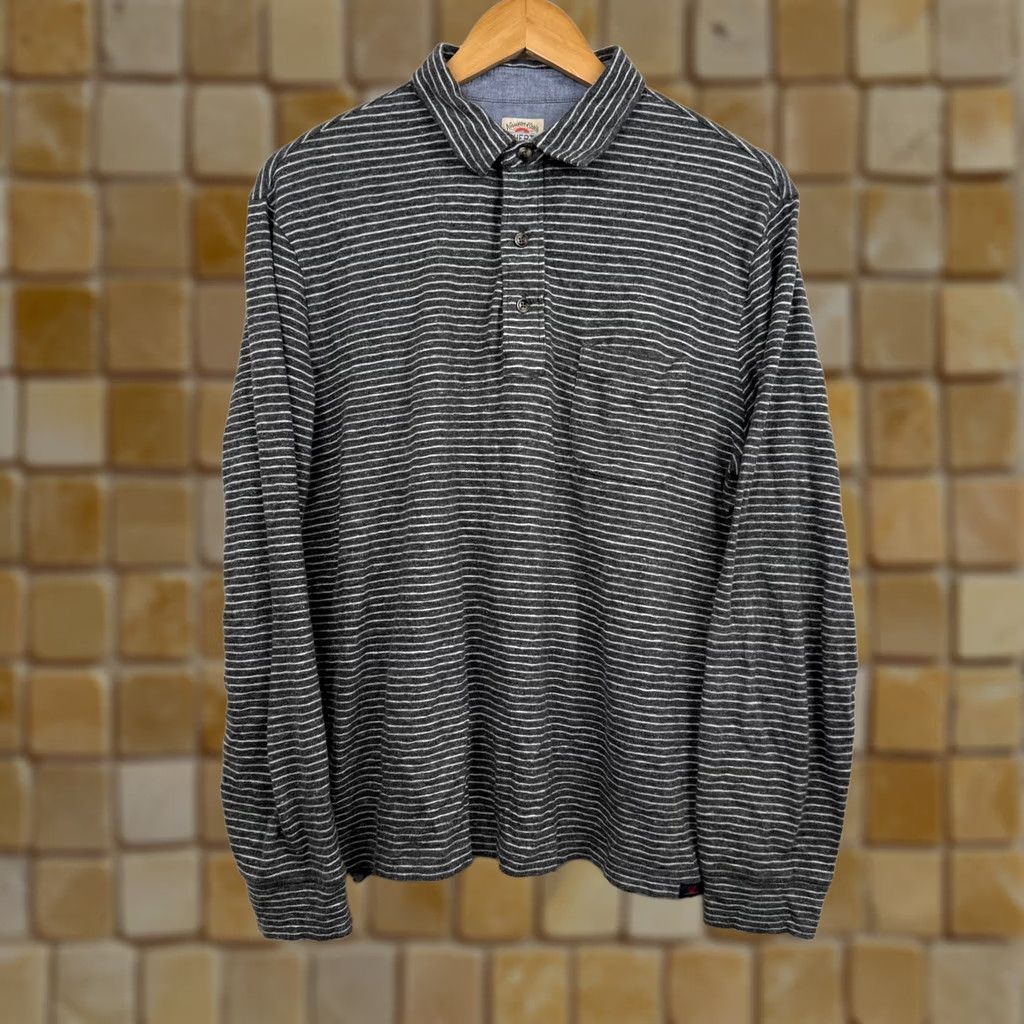 Faherty Faherty Shirt Polo Long Sleeve Striped Gray Organic Cotton Mens Medium Size US M / EU 48-50 / 2 - 1 Thumbnail