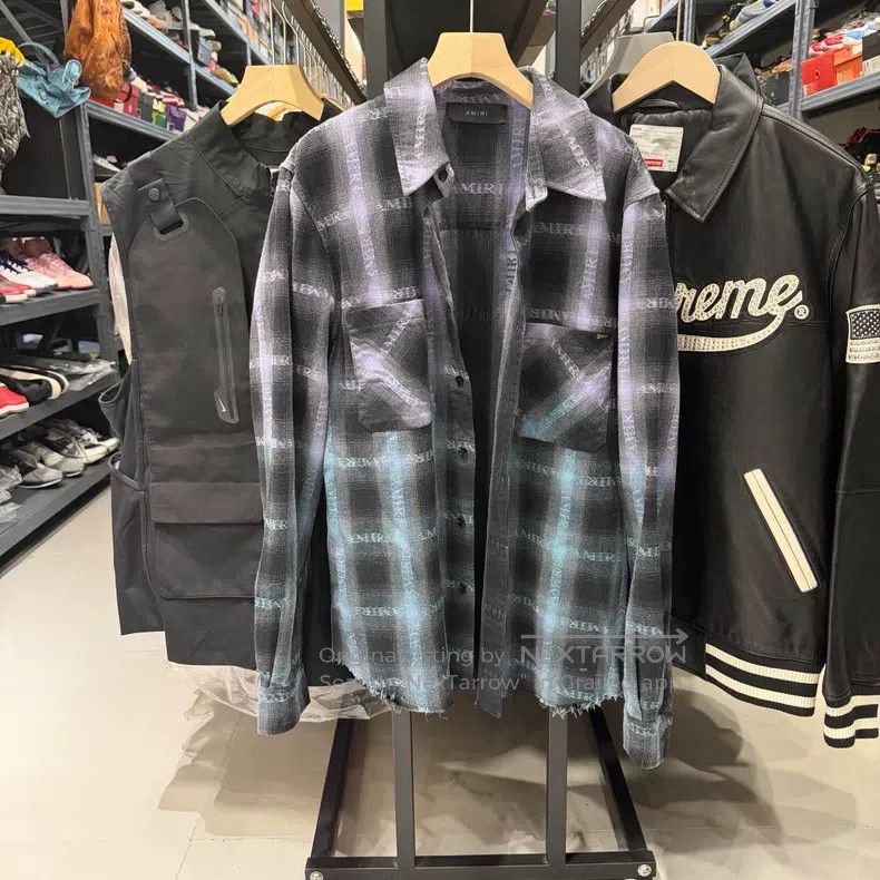 Amiri Amiri Size L Green gradient flannel plaid shirt Size US L / EU 52-54 / 3 - 6 Thumbnail