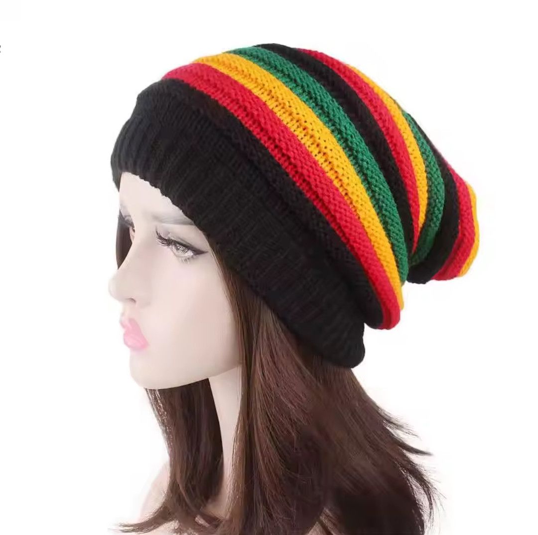 Japanese Brand Colourful Striped Knitted Hat Size ONE SIZE - 4 Thumbnail