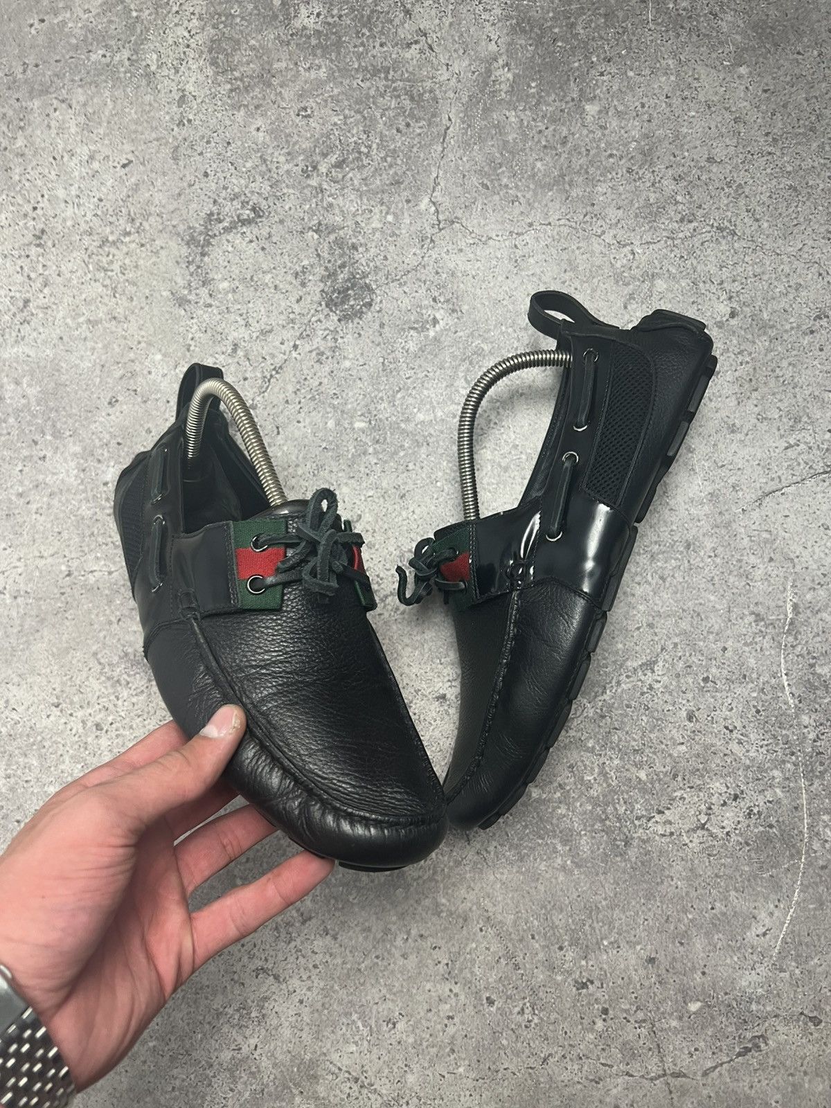 Avant Garde x Gucci Loafers Black Leather Shoes Logo Silver, Men's (Size 7)