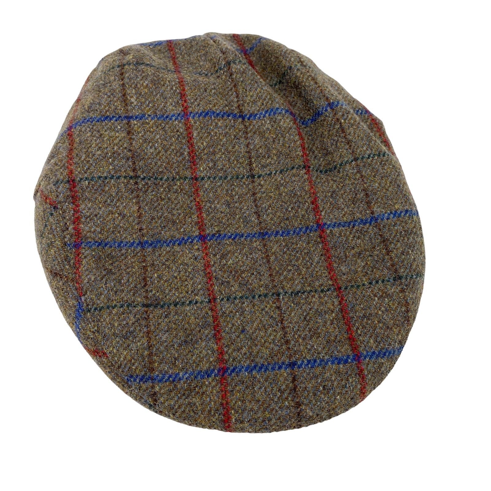 Failsworth Cap 6 3/4 Cambridge Plaid Brown Red Blue 100% sold Wool NWOT