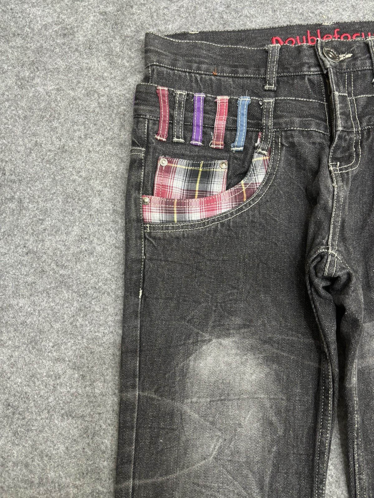 Japanese Brand 💥Doubel Waist💥Sick Japan Style Zipper Stonewash Denim F519 Size US 31 - 5 Thumbnail