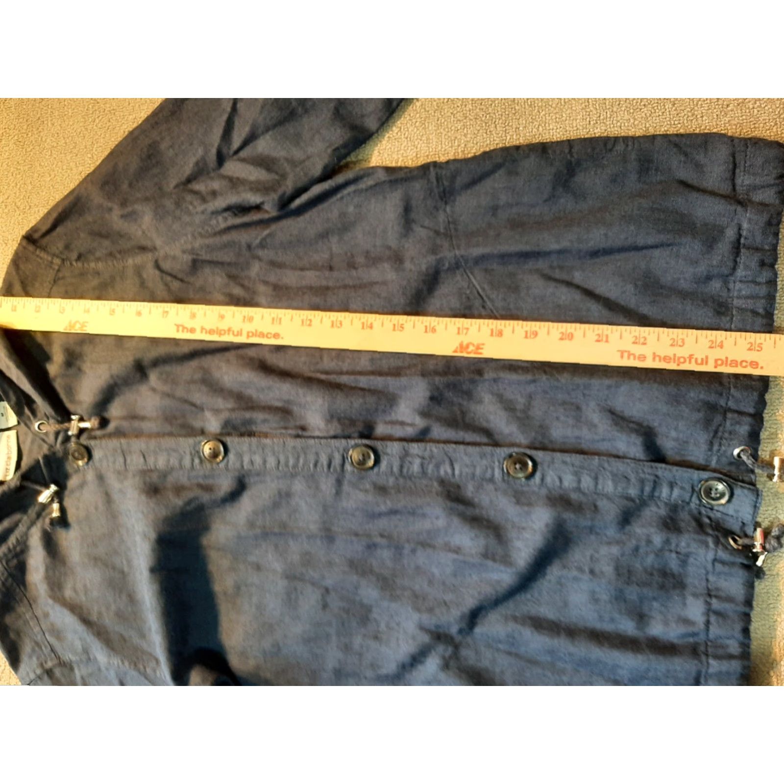 Liz Claiborne Liz Claiborne Womens Jacket Long Sleeve Medium M Hooded Draw String Button Up Blue Size M / US 6-8 / IT 42-44 - 3 Thumbnail