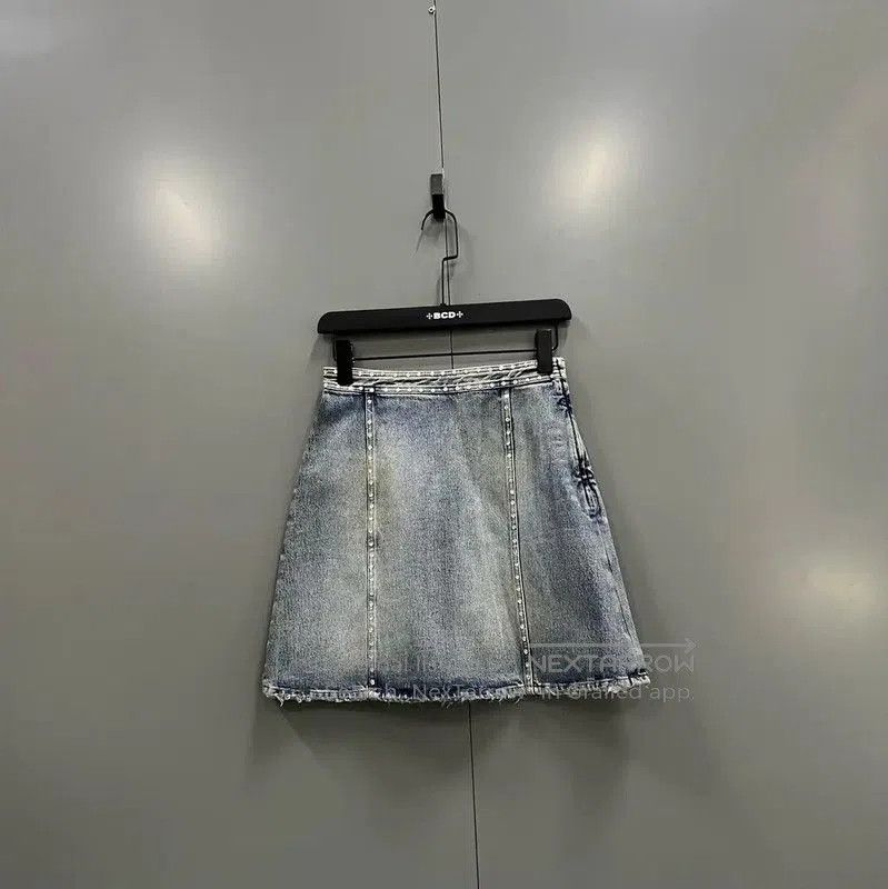 Miu Miu Miu Miu Summer Blue Cotton Mini Skirt . Size 26" / US 2 / IT 38 - 1 Thumbnail