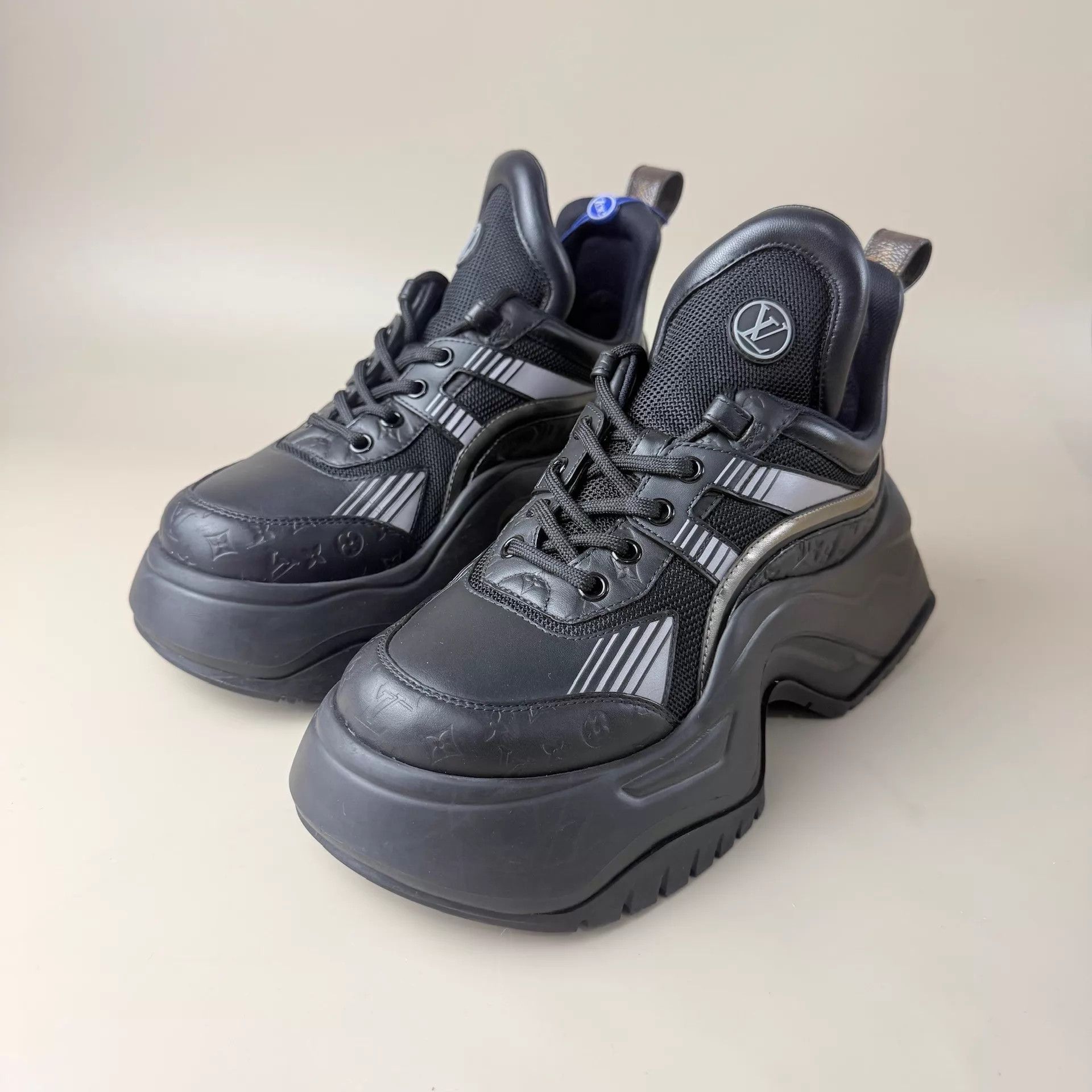 Louis Vuitton LV black silver monogram Artsy 2.0 Dad Sneakers 38 Size US 7.5 / IT 37.5 - 1 Thumbnail