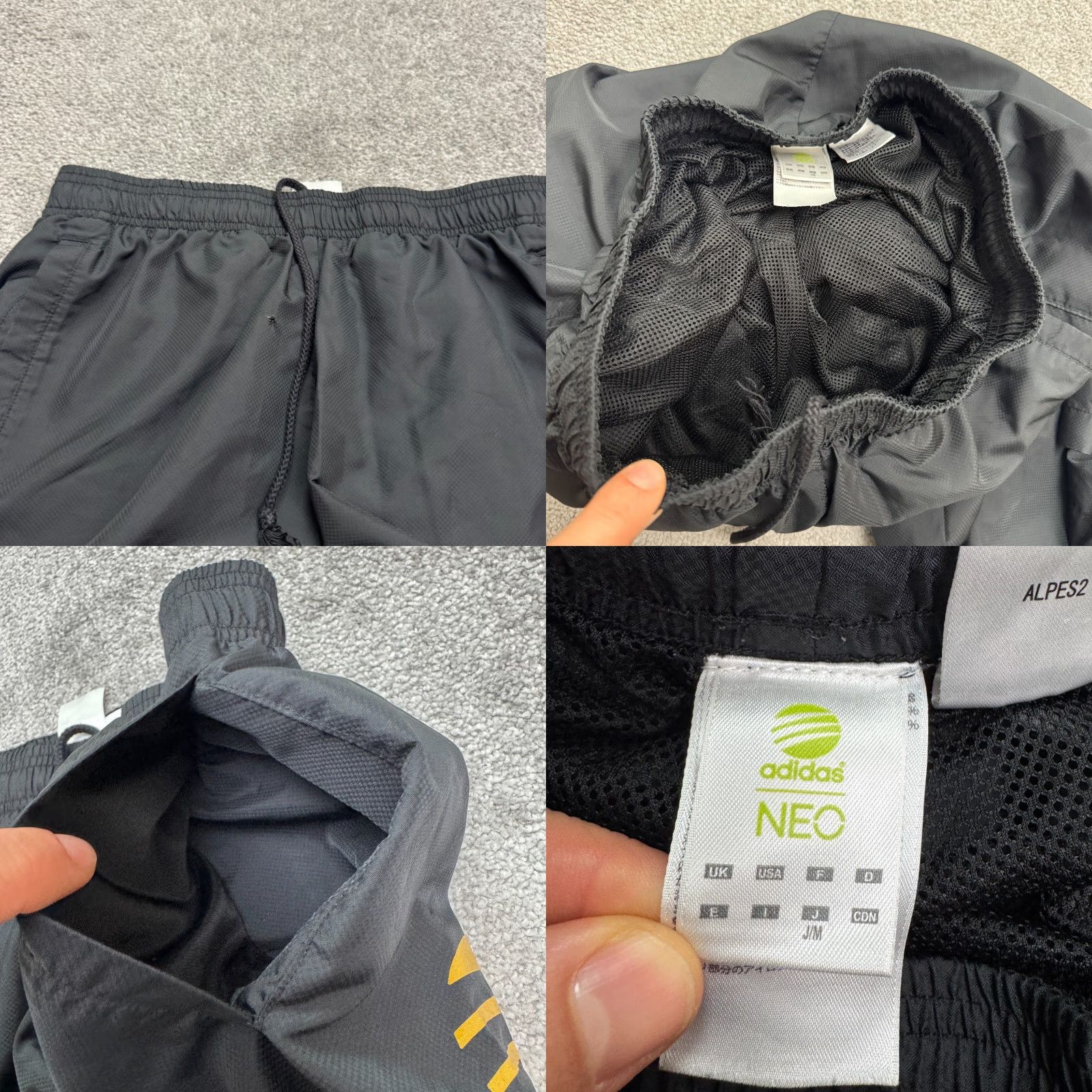 Adidas Adidas Neo Graphic Track Pants Mens Medium Black Gold Lightweight Activewear Size US 31 - 8 Thumbnail