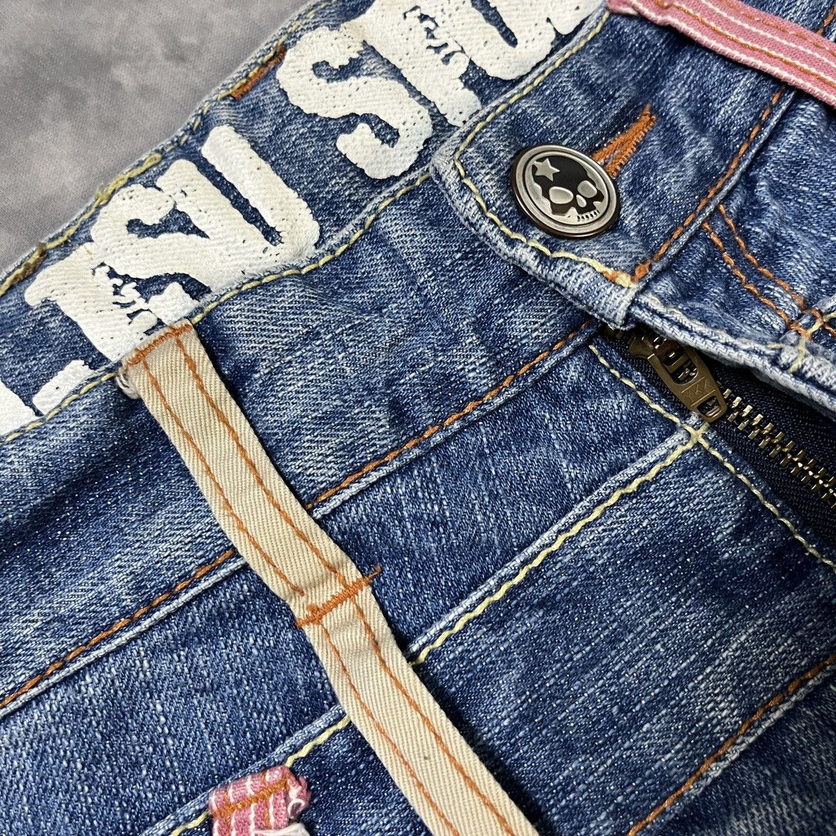 Japanese Brand BA-TSU STUDIO - JEANS MULTI BELT LOOP SKULL ART ARCHIVE Y2K Size US 27 - 4 Thumbnail