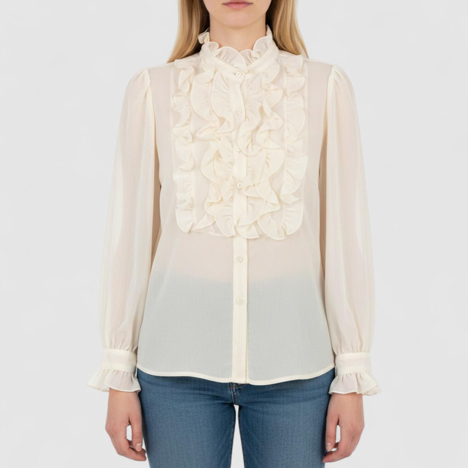 Other Lloyd Williams Vintage Ivory Solid Blouse Womens 8 Medium Size M / US 6-8 / IT 42-44 - 2 Thumbnail
