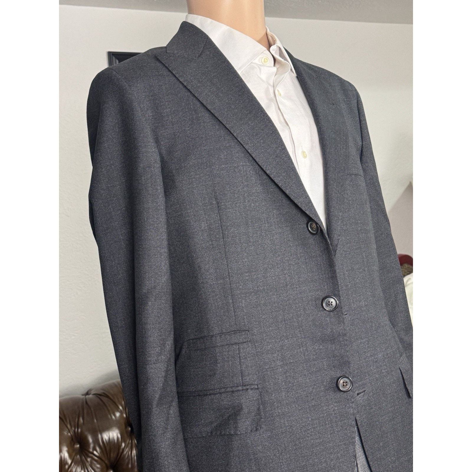 Brunello Cucinelli Brunello Cucinelli Charcoal Wool Peak Lapel Blazer 46/36 Size 36R - 6 Thumbnail