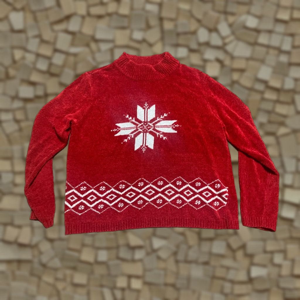Vintage Petite Sophisticate Sweater Womens Medium Red Winter Snow Flakes Christmas Pullover Crew Neck Long Sleeve Casual Womens Size M / US 6-8 / IT 42-44 - 1 Thumbnail