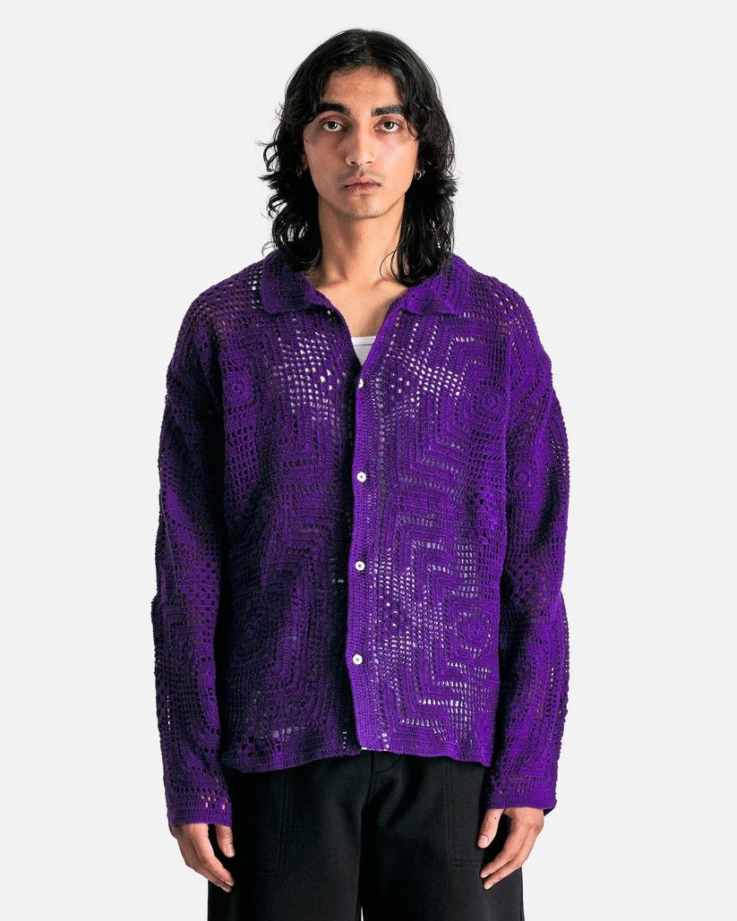 Bode o1s1v1r1oon0825 Crochet Overshirt in Purple Size US XXL / EU 58 / 5 - 1 Thumbnail