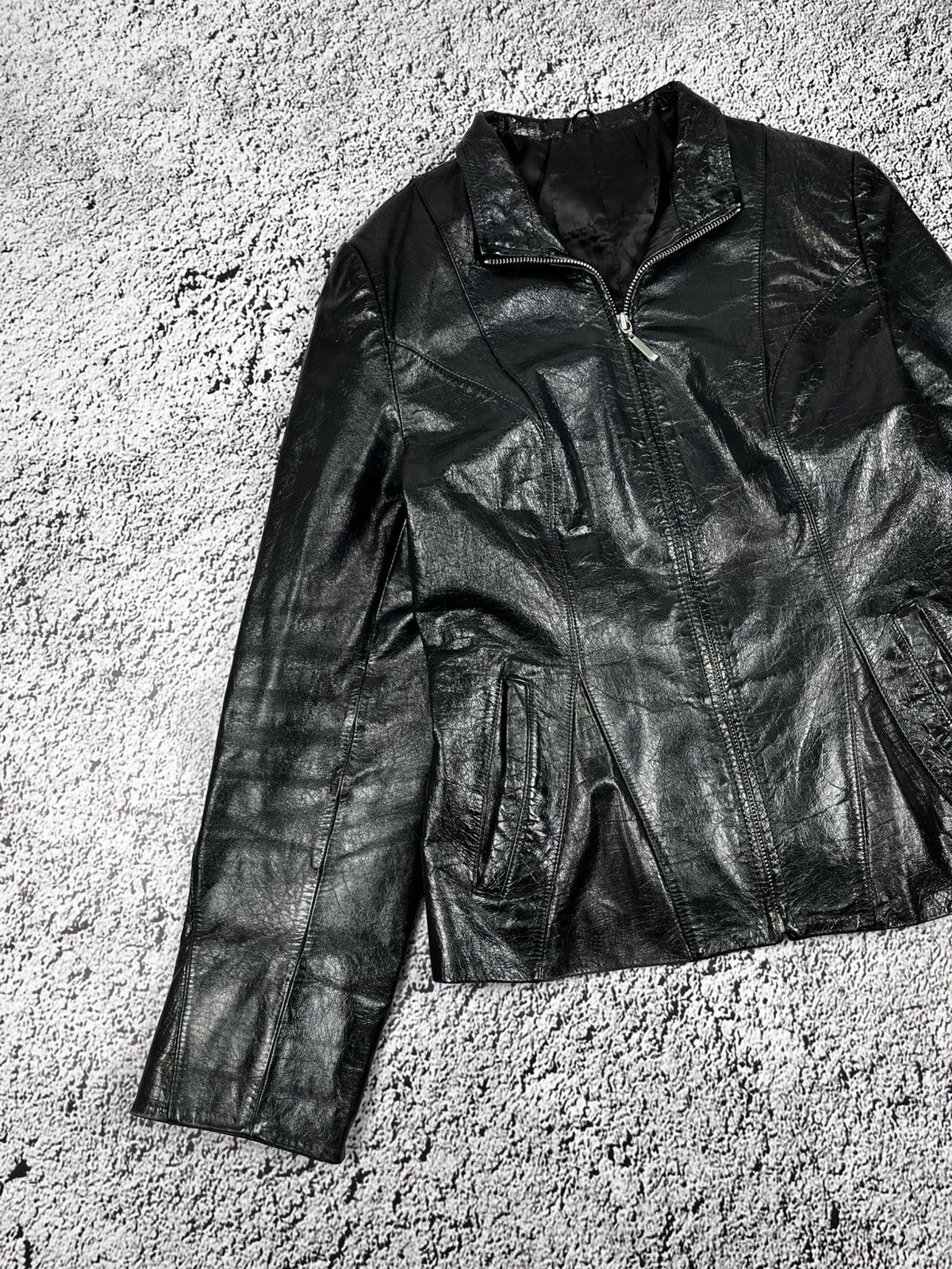 Leather Vintage Y2K Leather patchwork style avantgarde gothic jacket Size M / US 6-8 / IT 42-44 - 2 Thumbnail