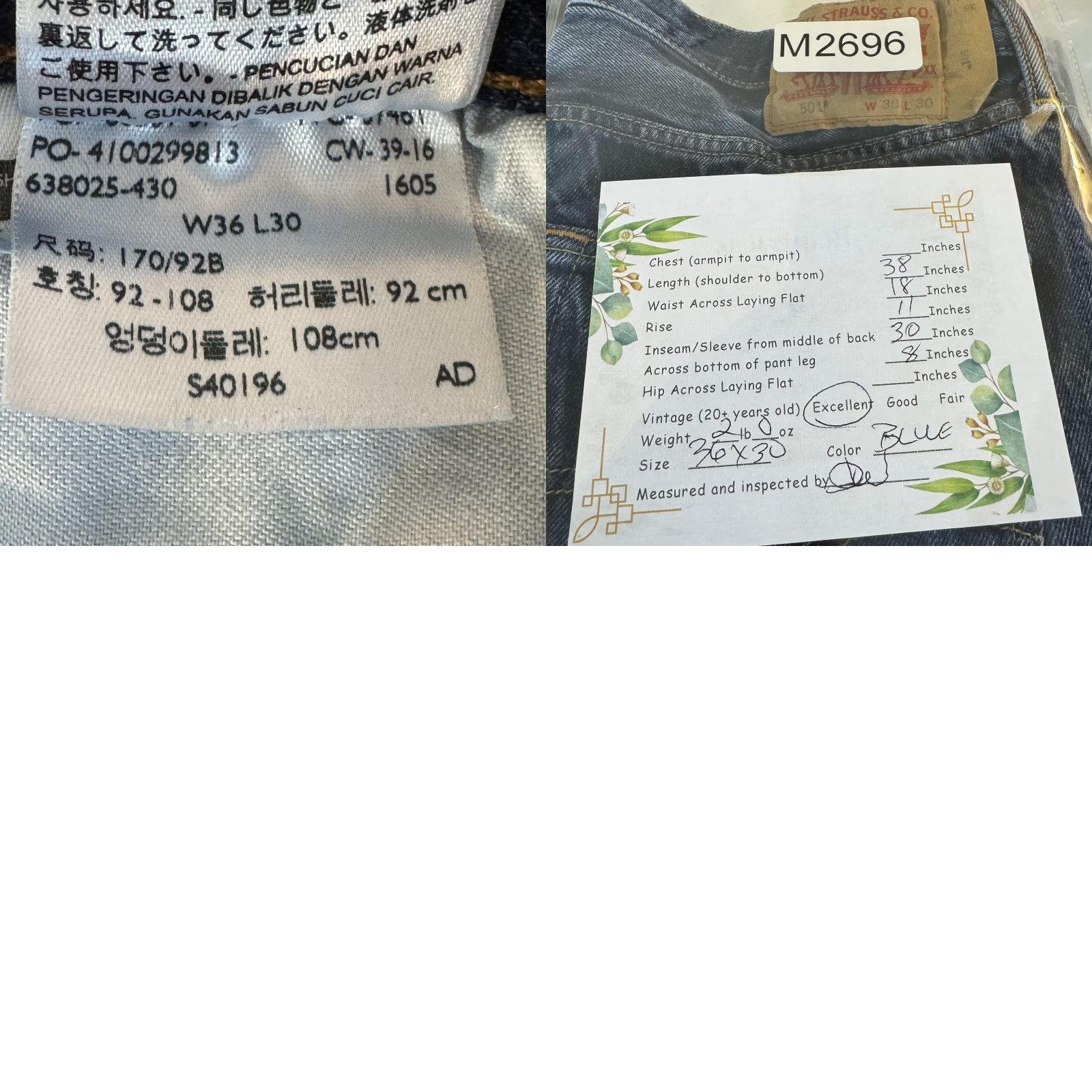 Levi's VINTAGE Levi's 501 Jeans Mens 36x30 Blue Button Fly Straight denim Made Poland Size US 36 / EU 52 - 8 Thumbnail