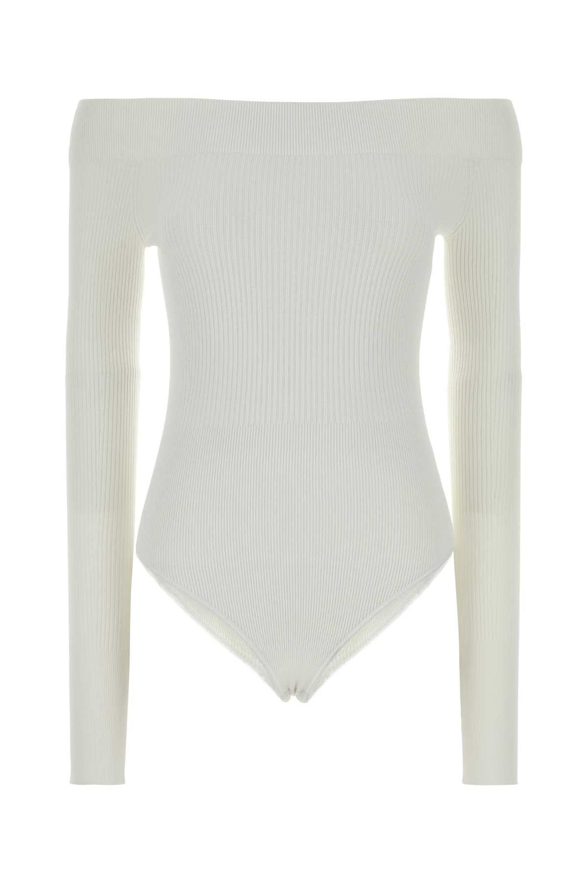 Alaia White Viscose Blend Bodysuit Size XS / US 0-2 / IT 36-38 - 1 Thumbnail