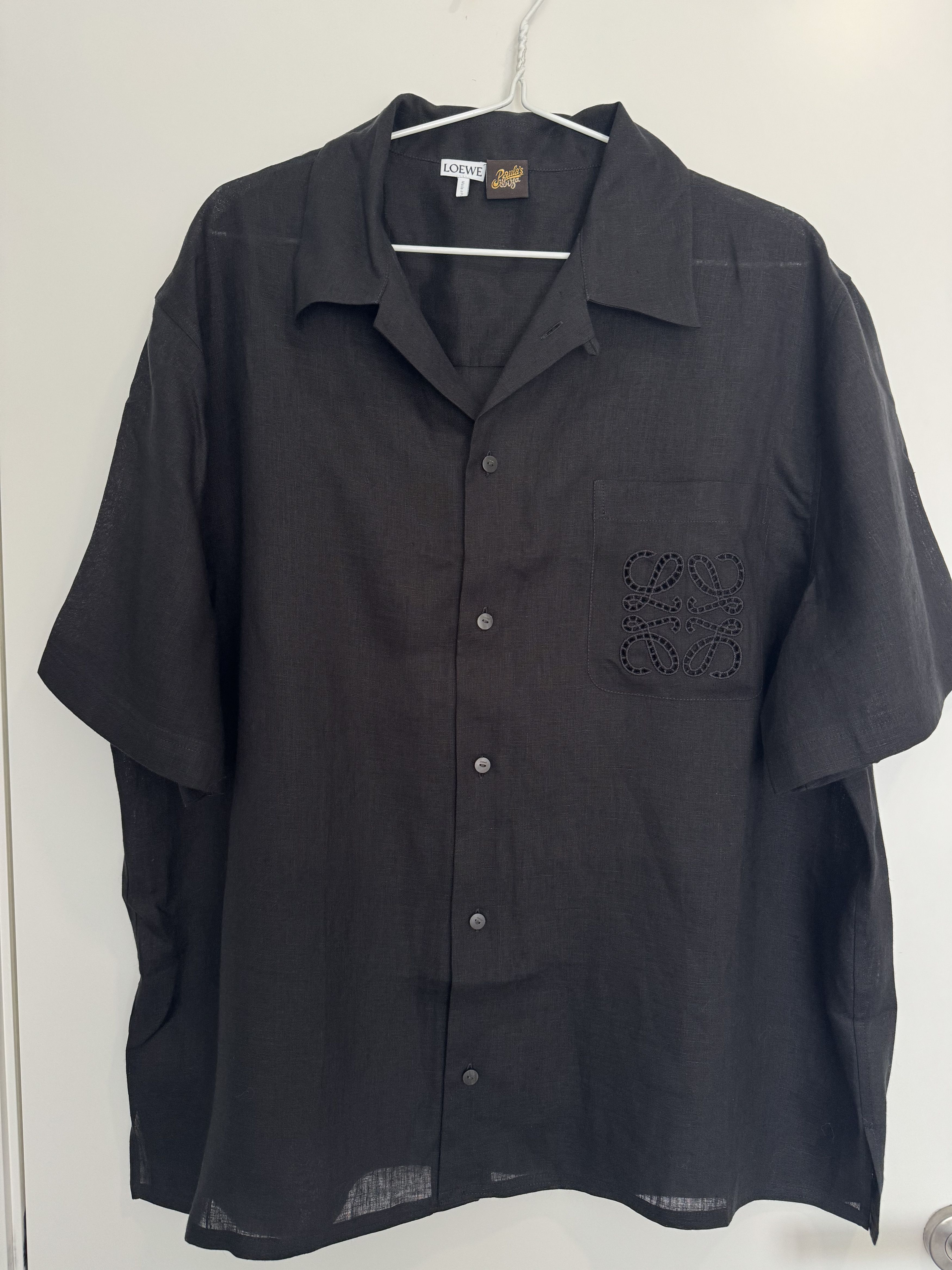 image of Loewe Paula´s Ibiza Linen Shirt - Size 40 in Black, Men's