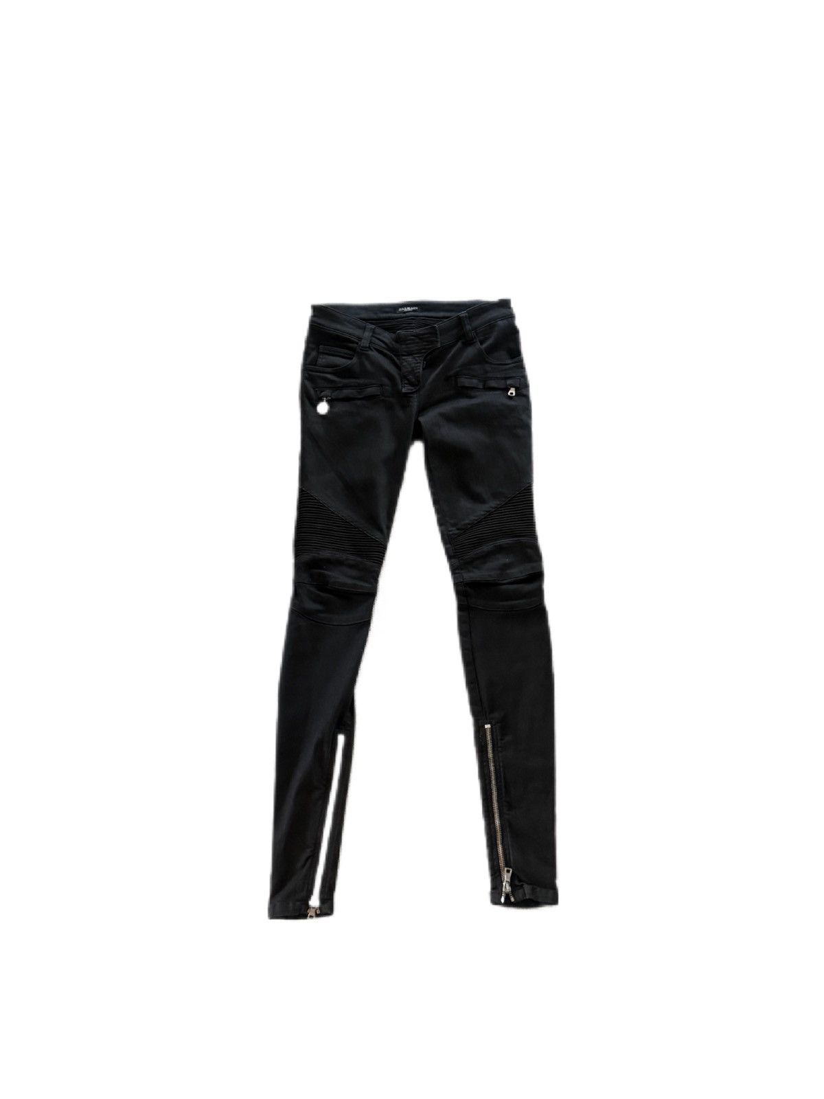 Balmain BALMAIN Biker Jeans / Ribbed Panels (Olivier Rousteing Era) Size 27" / US 4 / IT 40 - 1 Thumbnail