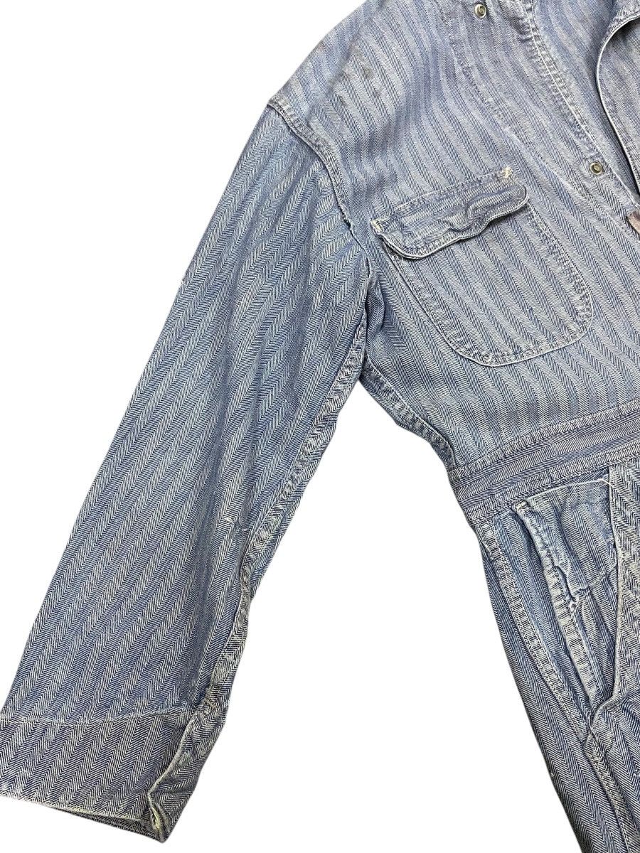Sears VTG 40s Sears HBT Herringbone Thrashed Striped Jumpsuit Size US 43 - 7 Thumbnail