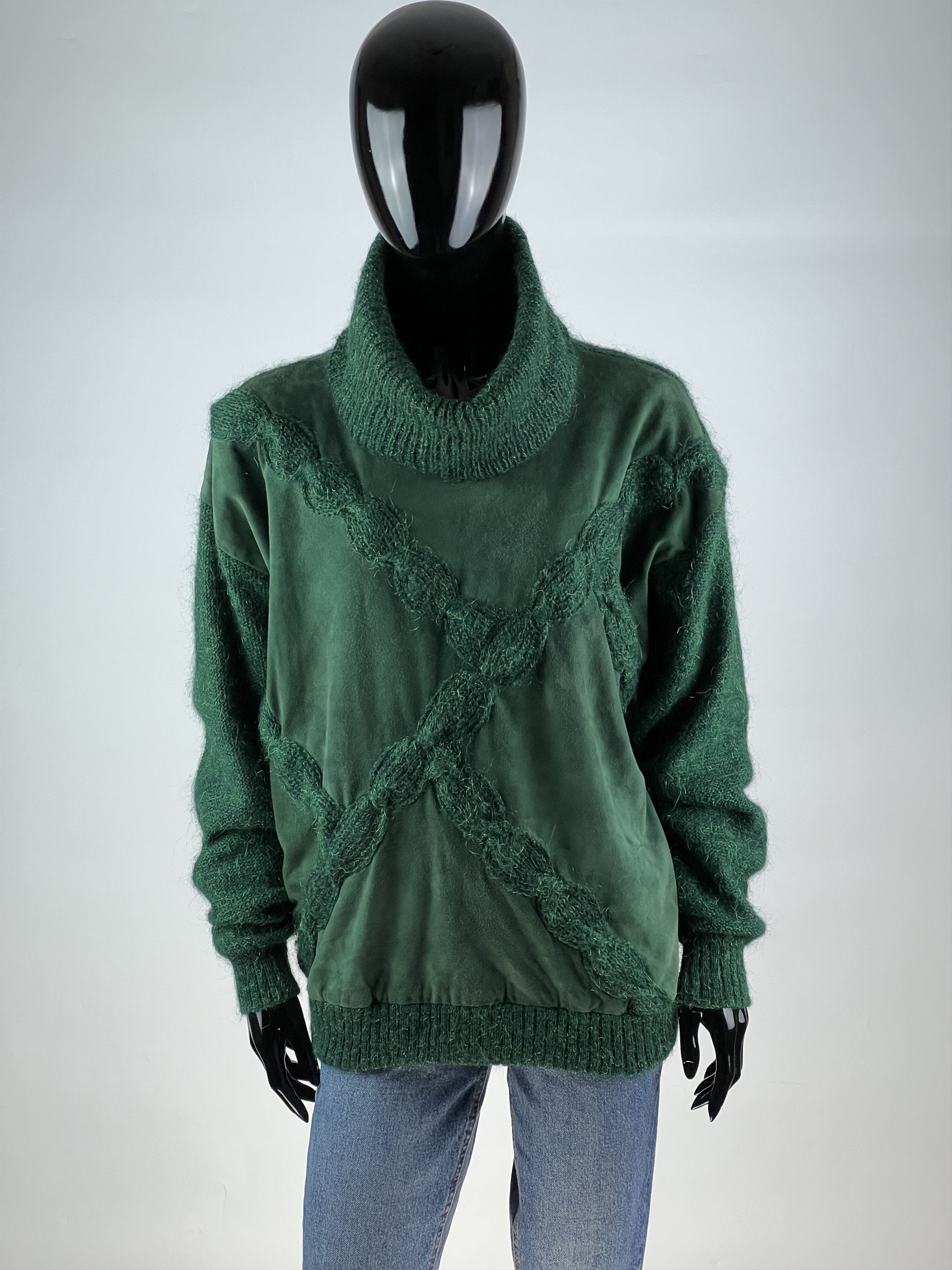 Bruno Magli × Vintage Bruno Magli Rare Suede Mohair Super Kid Turtleneck Sweater Size M / US 6-8 / IT 42-44 - 1 Thumbnail