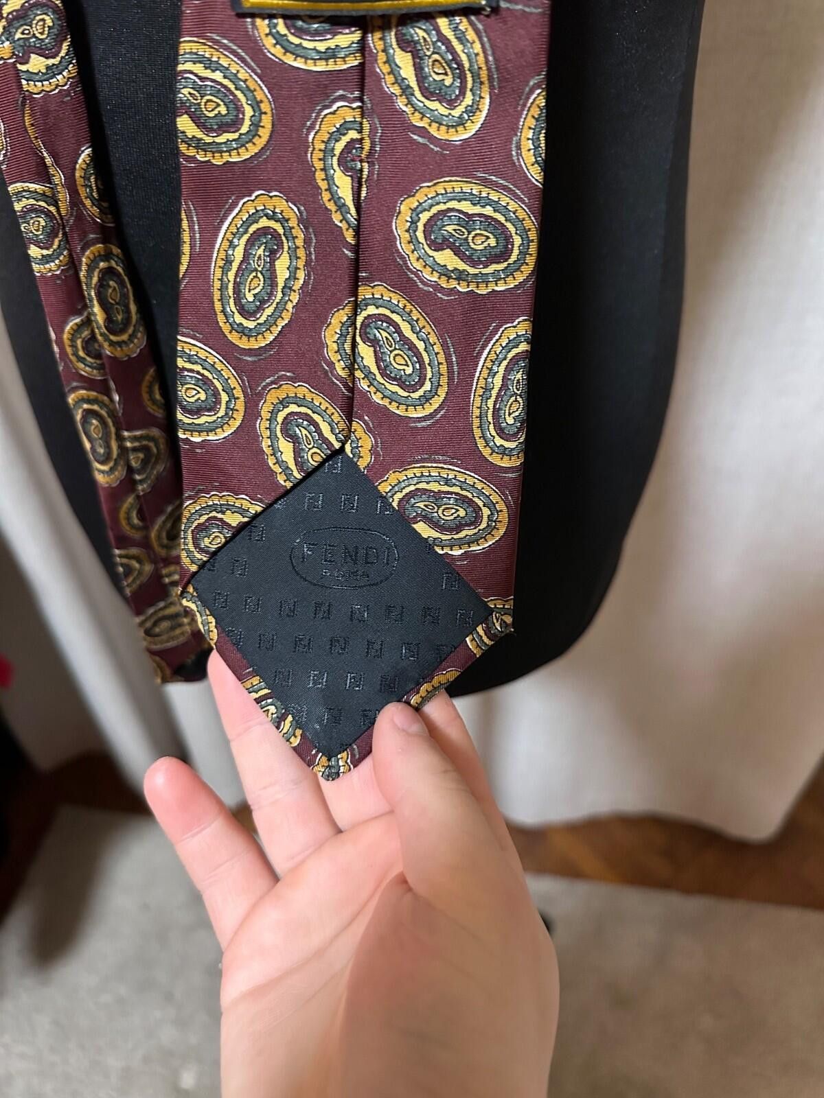 Fendi Vintage Fendi Mens Necktie Tie 100% Silk Made in Italy Size ONE SIZE - 6 Thumbnail