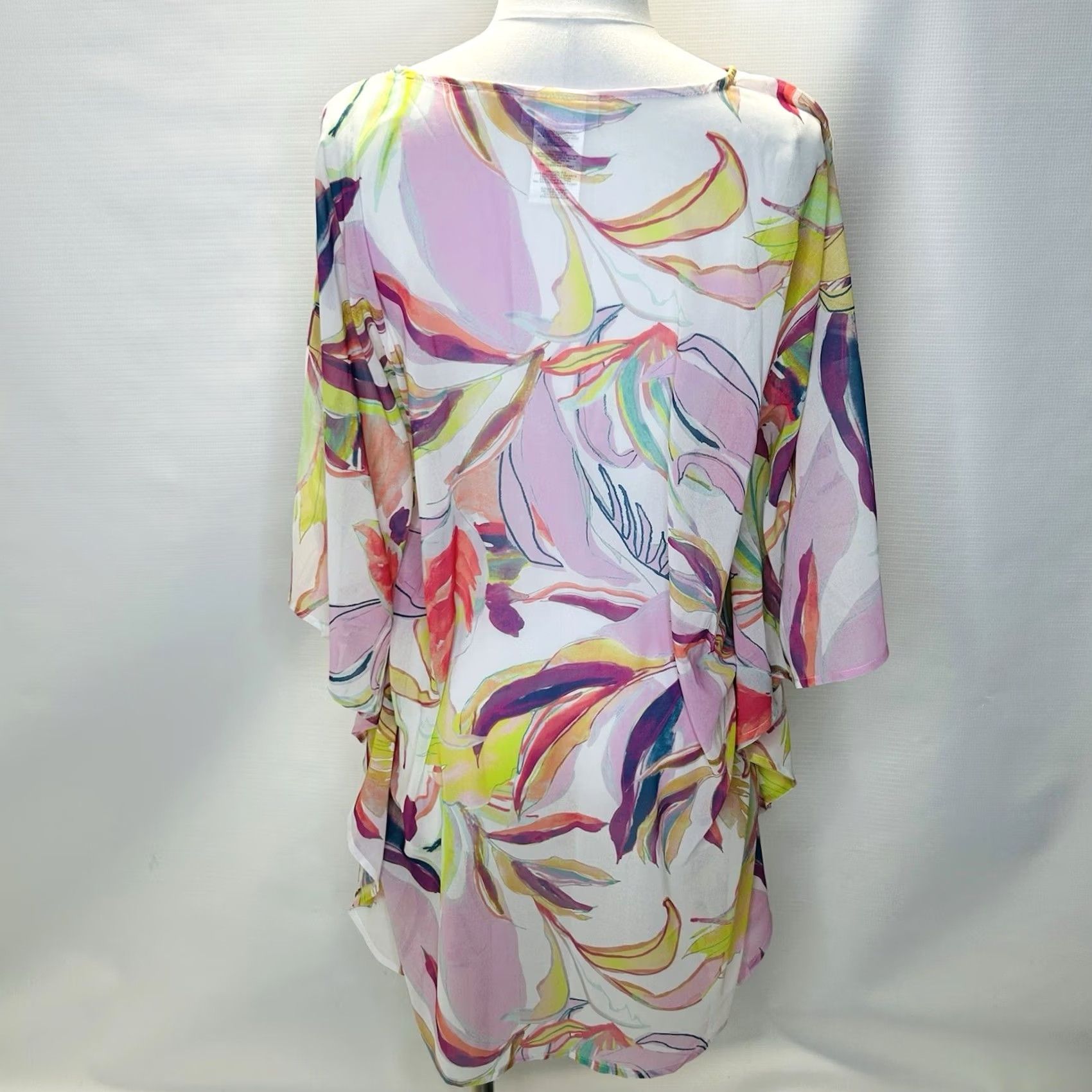 Vintage Soma Swim Chiffon Caftan Cover Up Womens M/L Pastels Abstract Floral Beach Shirt Dress? Size ONE SIZE - 7 Thumbnail