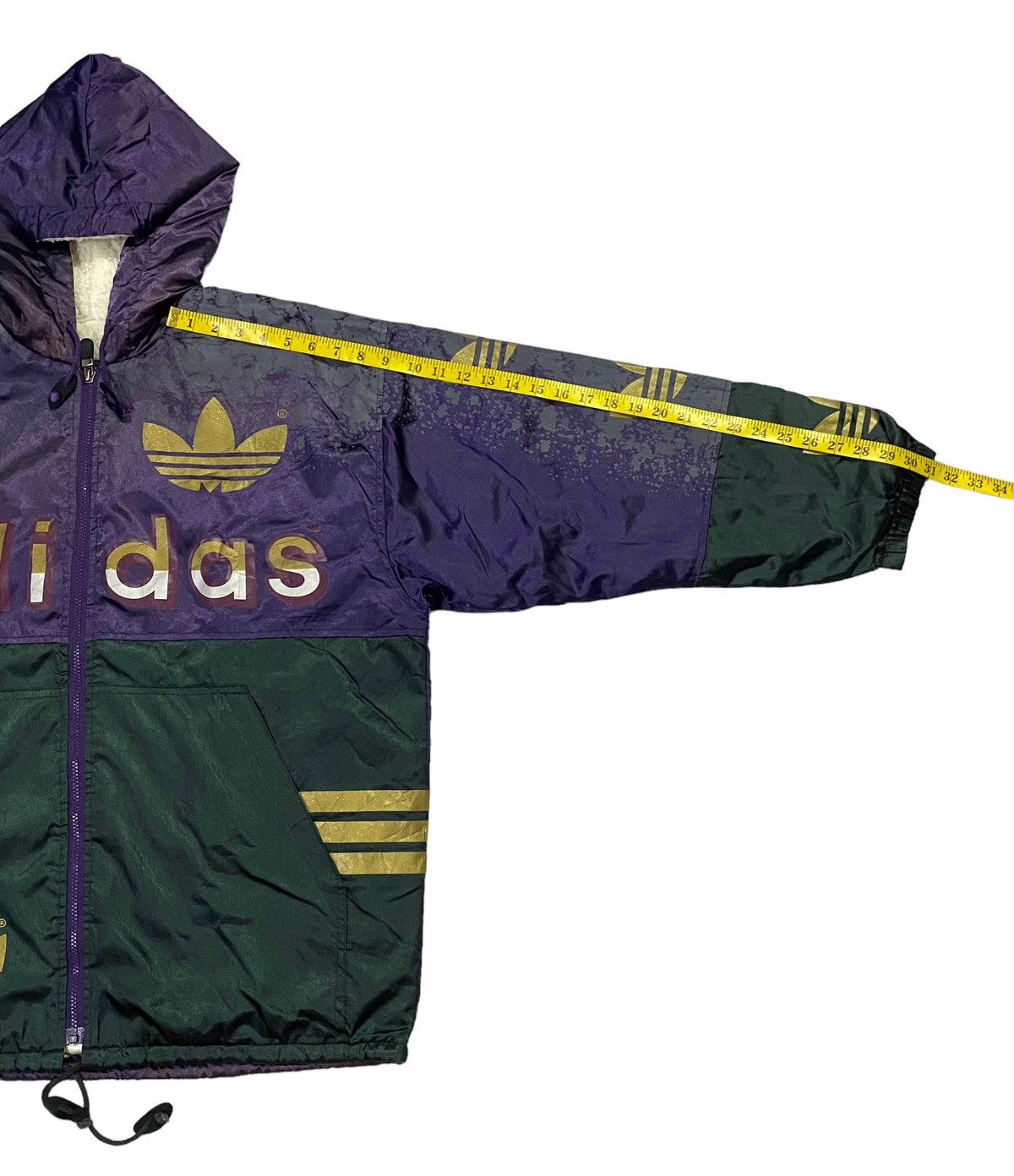 Adidas × Vintage Vintage 90s Adidas Big Logo Over Print Sherpa Jacket Size US M / EU 48-50 / 2 - 8 Thumbnail