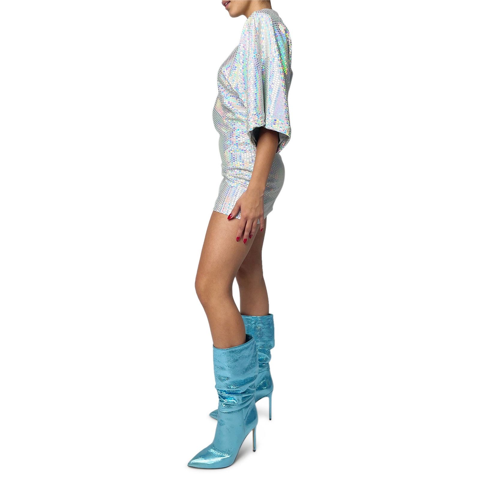 The Attico Silver Wide Short Sleeveless High Neck Tunic / Mini Dress Size M / US 6-8 / IT 42-44 - 4 Thumbnail