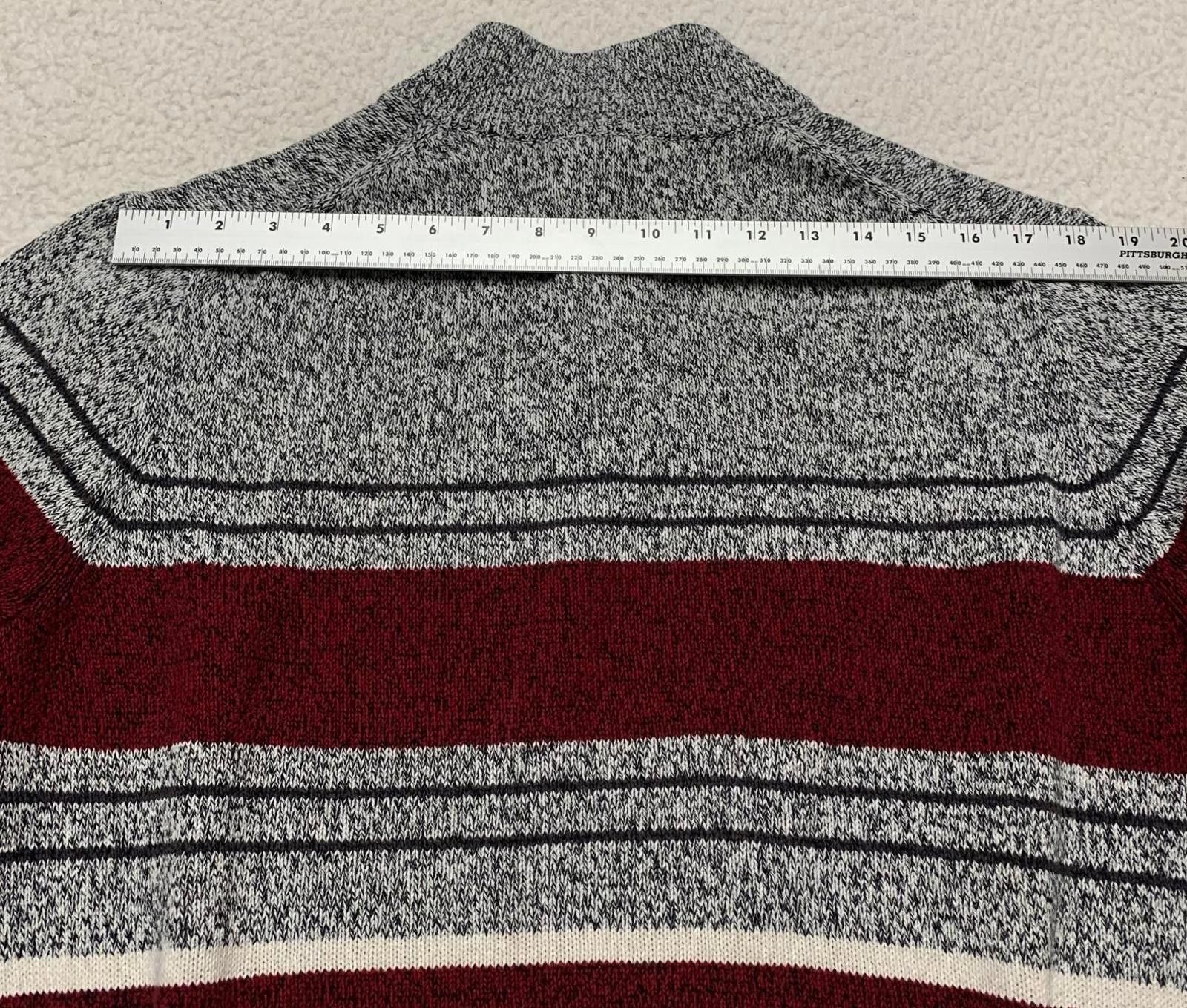 Croft & Barrow Croft & Barrow Men's XL Gray Burgundy Striped Sweater Cotton Size US XL / EU 56 / 4 - 8 Thumbnail