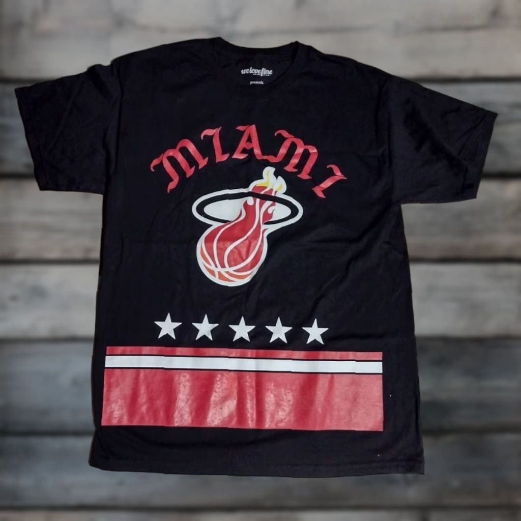 NBA NBA Miami Heat Hardwood Classics Graphic Tee by We Love Fine Mens Large Black Size US L / EU 52-54 / 3 - 1 Thumbnail