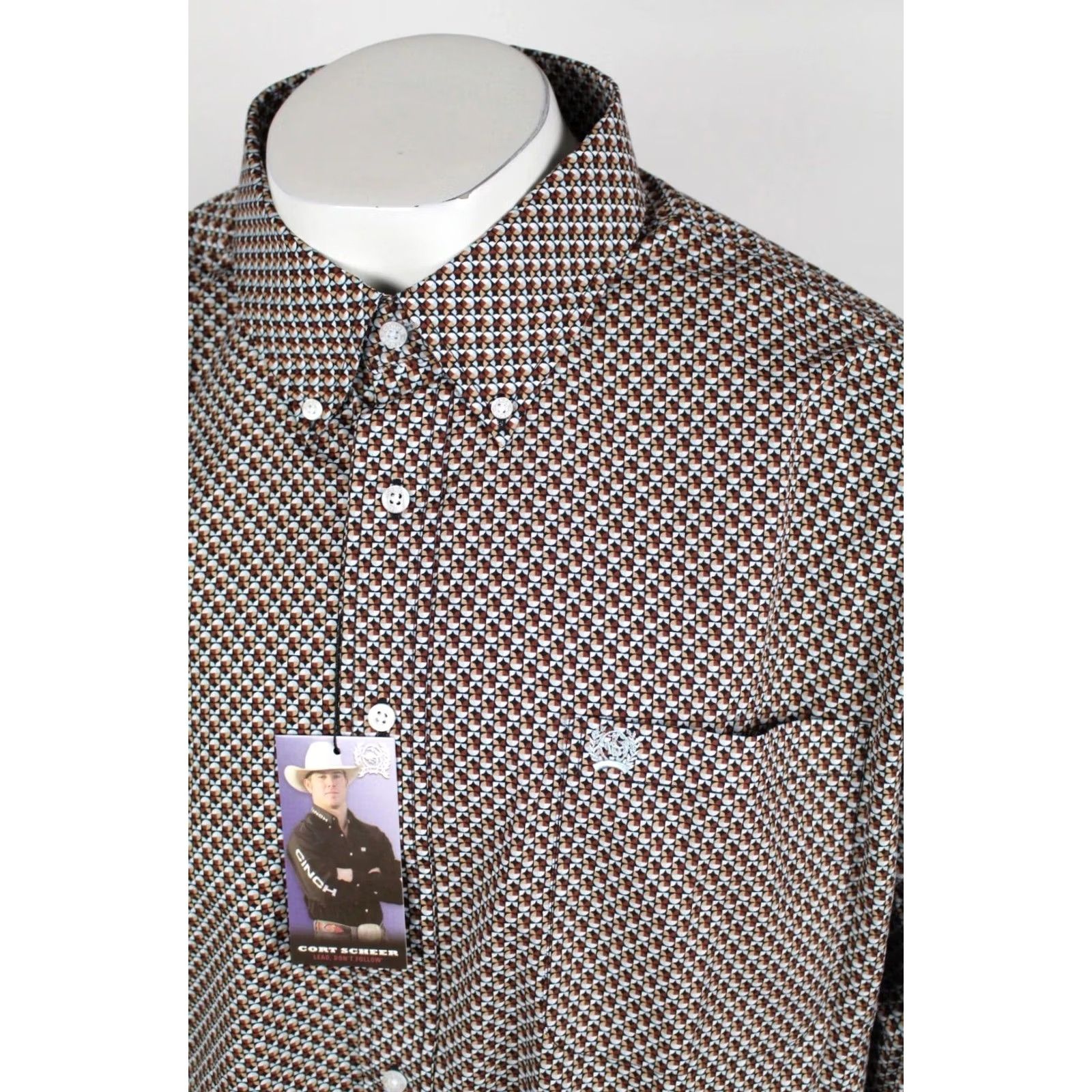 Vintage Cinch Jeans Men's Geometric Print Button Down Western Shirt XL Multi MTW1105615 Size US XL / EU 56 / 4 - 5 Thumbnail