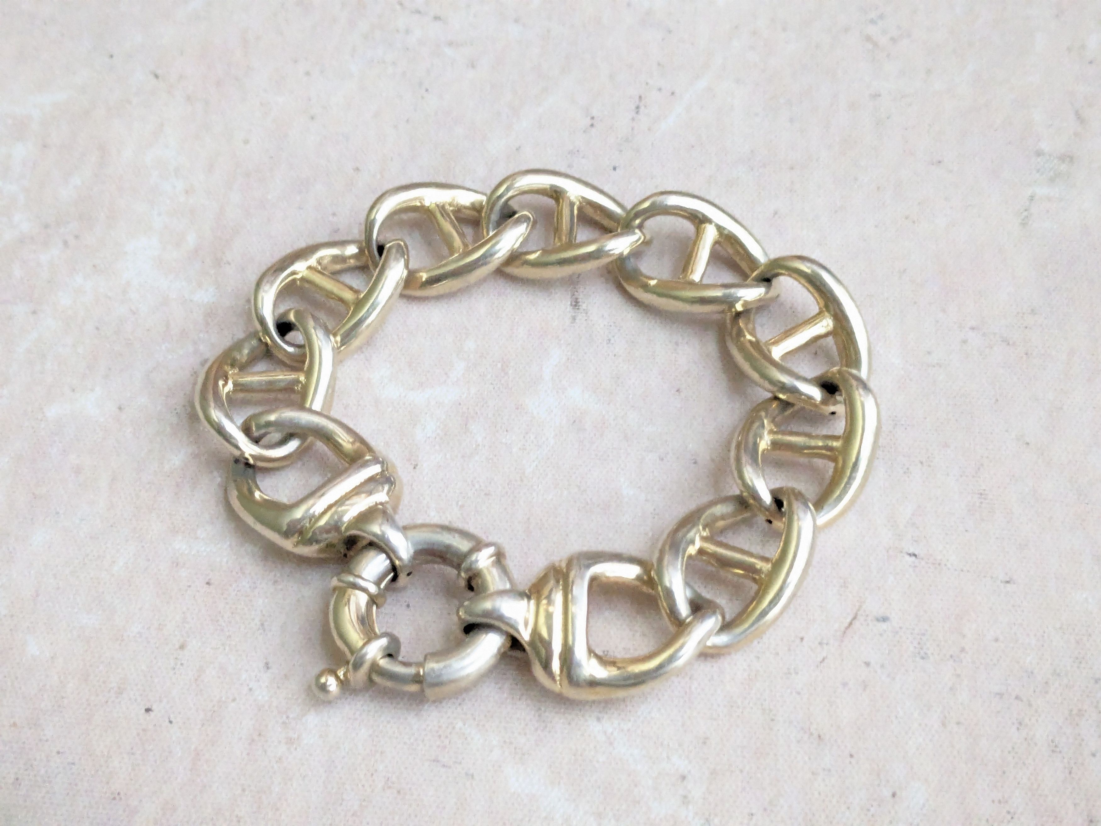 Jewelry Vintage Sterling Silver Bracelet Anchor Mariner Vermeil 8.5" Size ONE SIZE - 2 Thumbnail