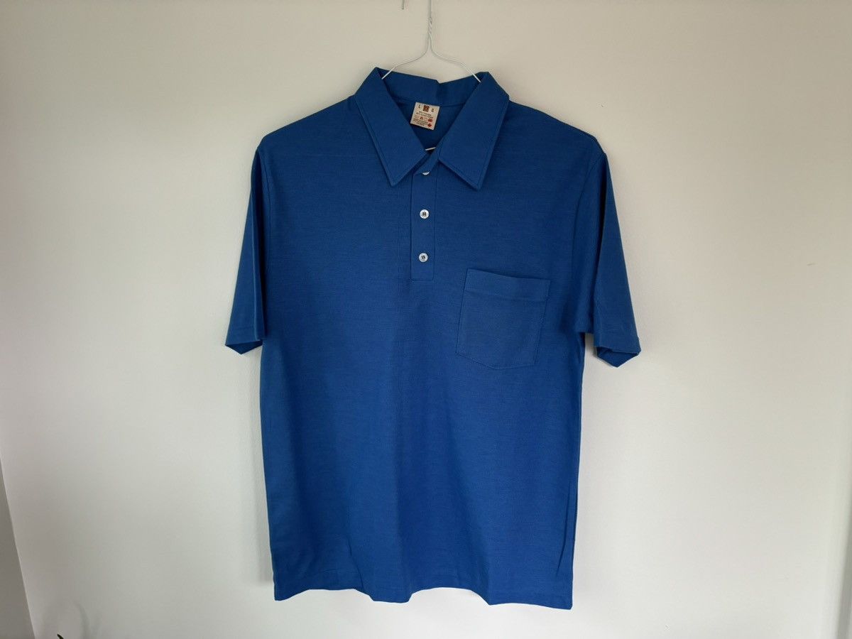 Vintage 1980s Vintage Polo Shirt 80s 90s Deadstock Blank Tee Blue Size US L / EU 52-54 / 3 - 7 Thumbnail