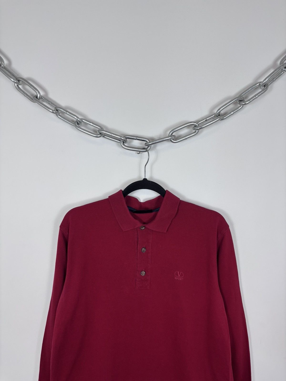 Valentino Valentino Sport Vintage Men’s Red Long Sleeve Polo Shirt Size US M / EU 48-50 / 2 - 2 Thumbnail