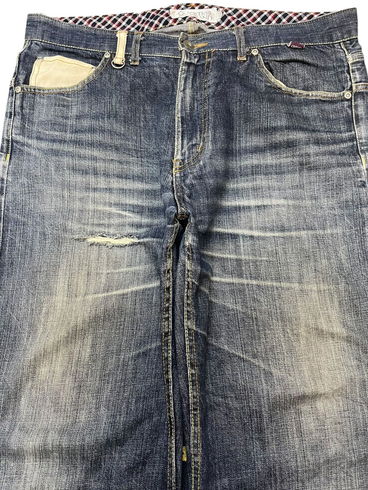 JNCO × Japanese Brand Vintage Groove Grand Baggy Distressed Denim Size US 35 - 2 Thumbnail