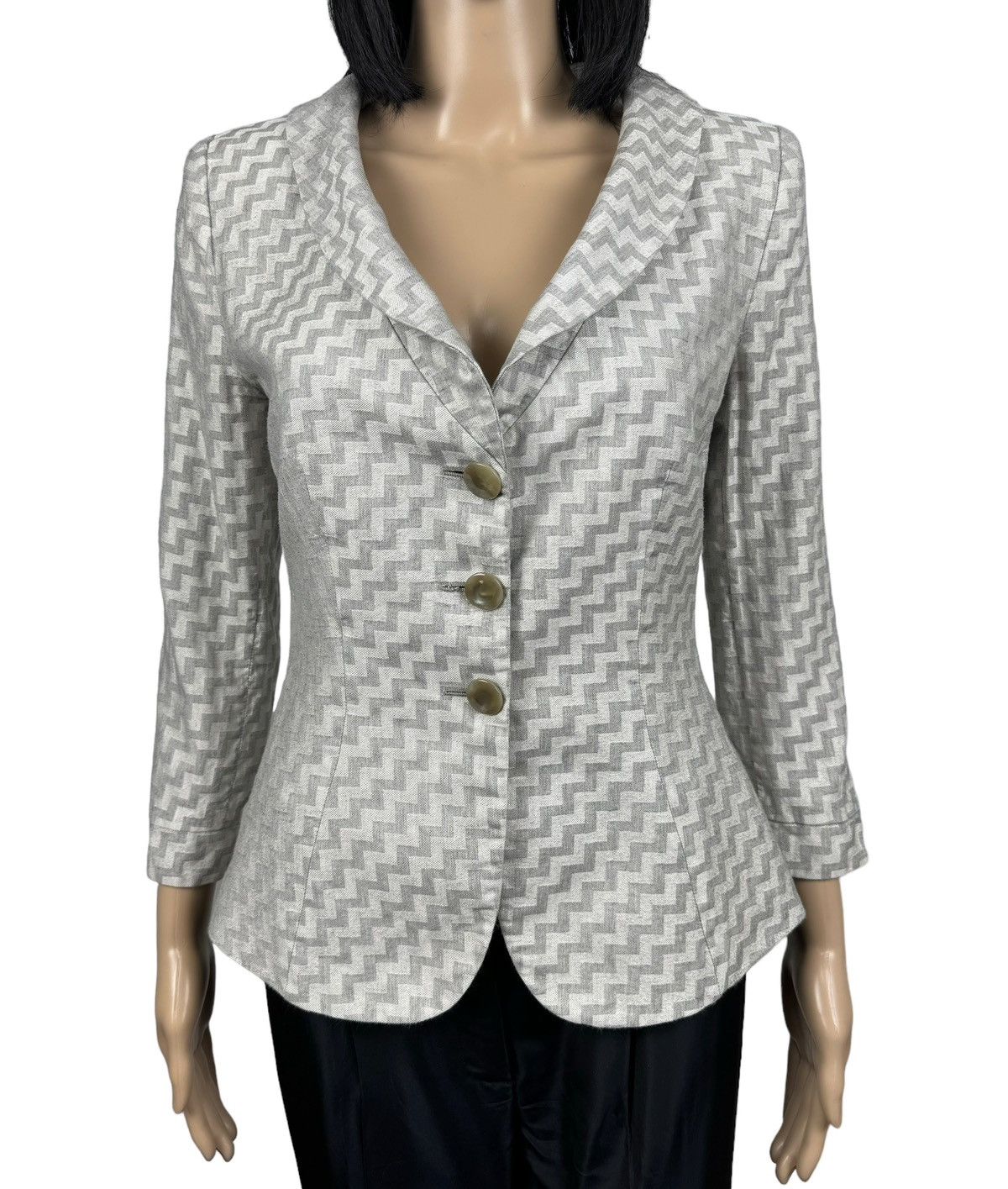 Giorgio Armani Giorgio Armani Silk-Wool Blazer Geometric Pattern size 46 Size L / US 10 / IT 46 - 3 Thumbnail
