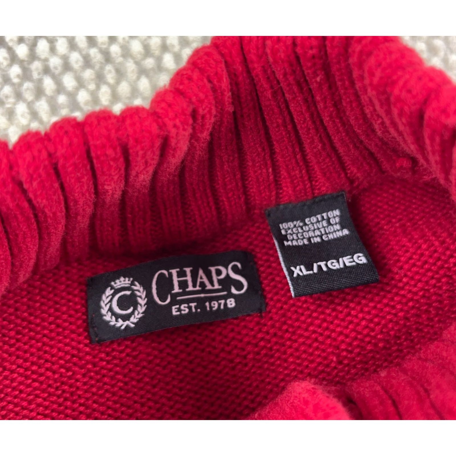 Chaps VINTAGE Chaps Men Sweater Pullover XL Red Heavy Knit Quarter Zip All Seasons Logo Winter Mens Size US XL / EU 56 / 4 - 3 Thumbnail
