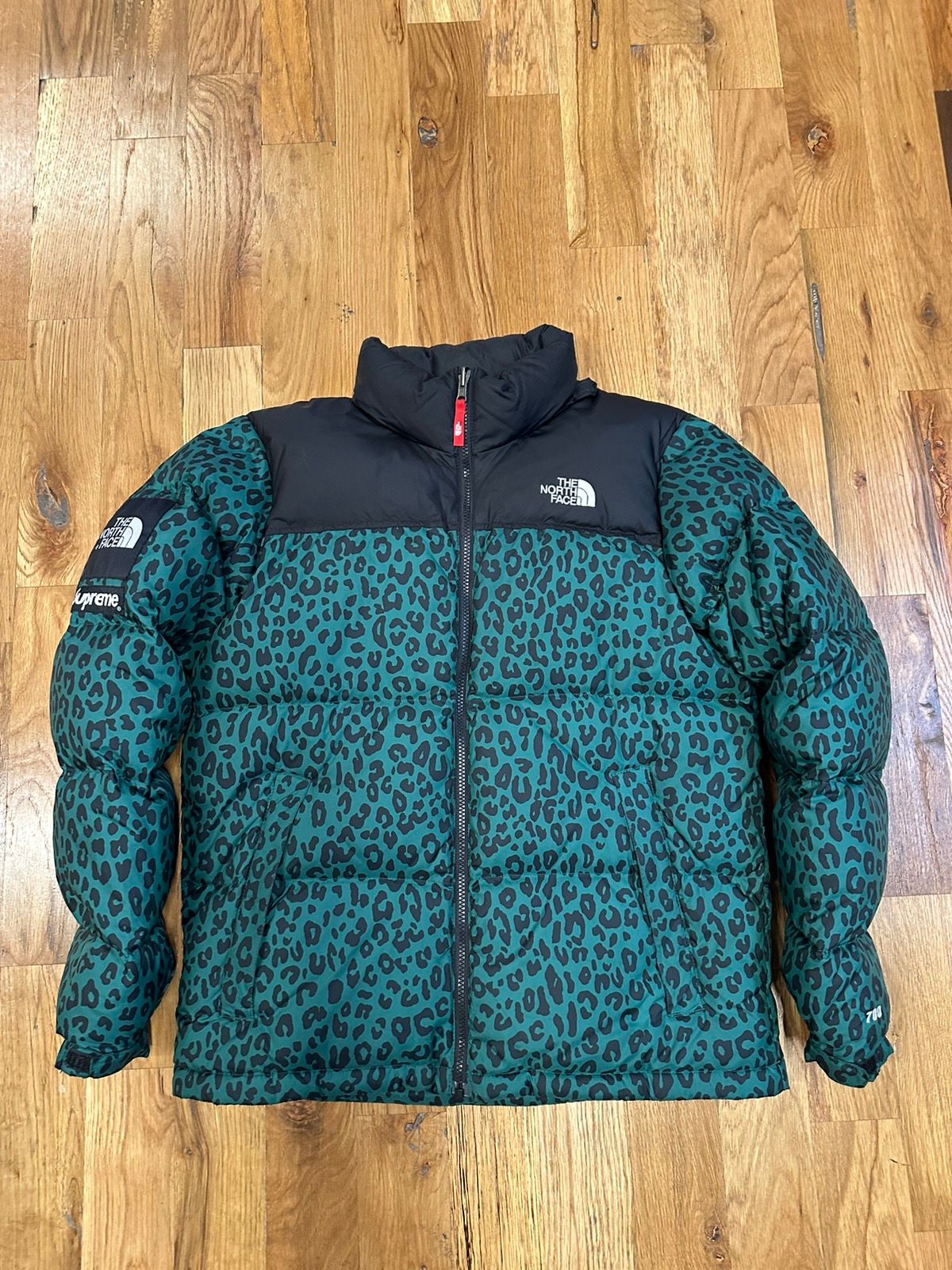 Pre-owned Supreme X The North Face Supreme Tnf Green Leopard Nupste Jacket Size Medium (fw12)