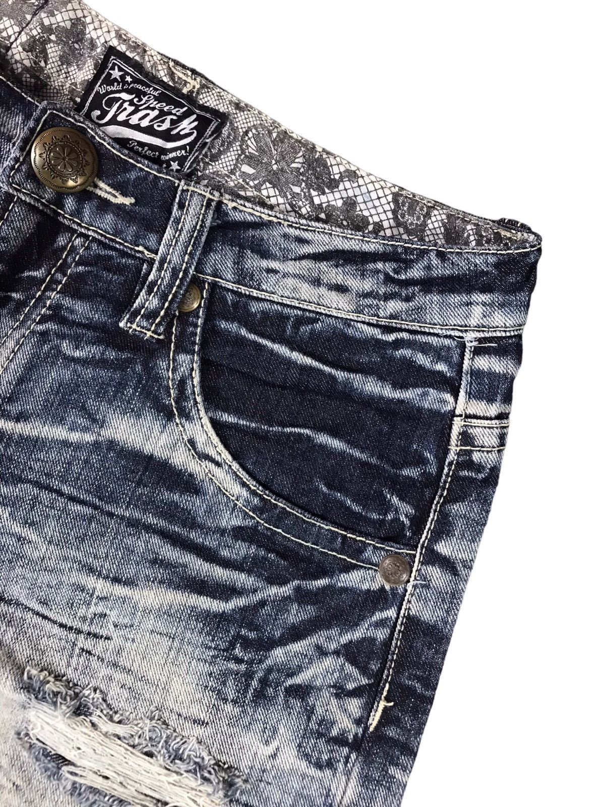 Japanese Brand Vintage Distressed SPEED TRASH JEANS Size US 32 / EU 48 - 4 Thumbnail