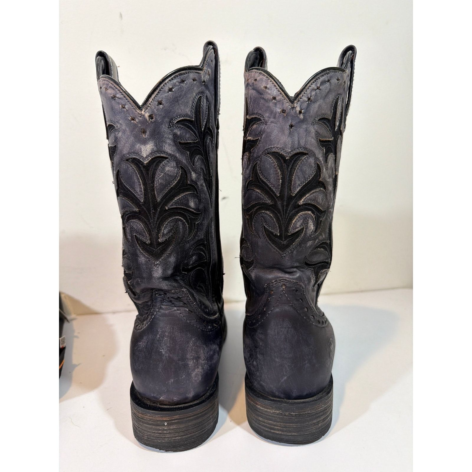 Ariat Ariat Size 10.5 EE Black Leather Square Toe Cowboy Boots Size US 10 / EU 43 - 4 Thumbnail