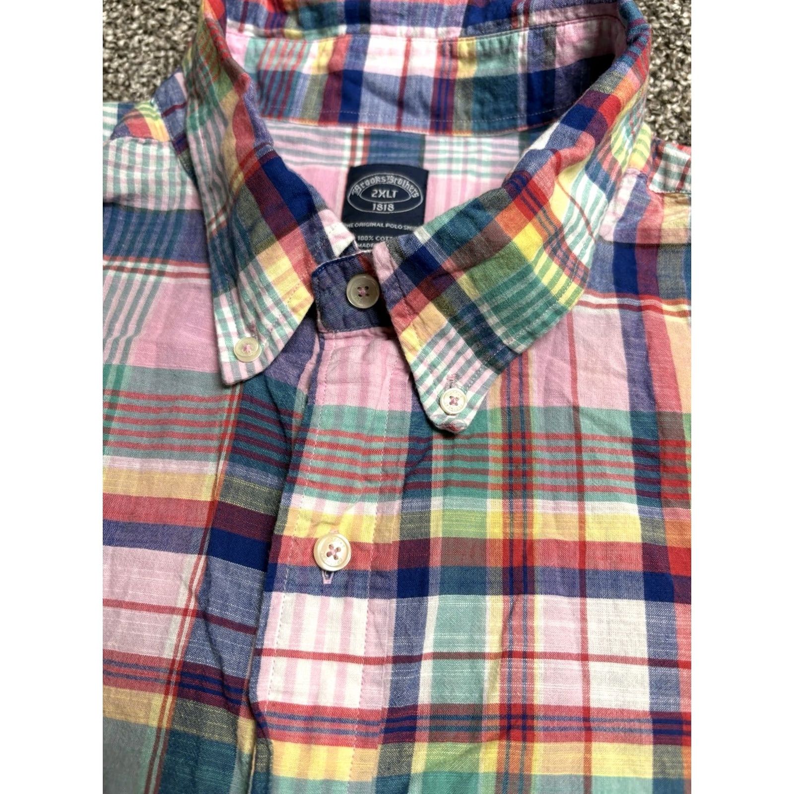 Brooks Brothers Brooks Brothers Pink Plaid Button Short Sleeve Lightweight Shirt Mens 2XLT Tall Size US XXL / EU 58 / 5 - 6 Thumbnail