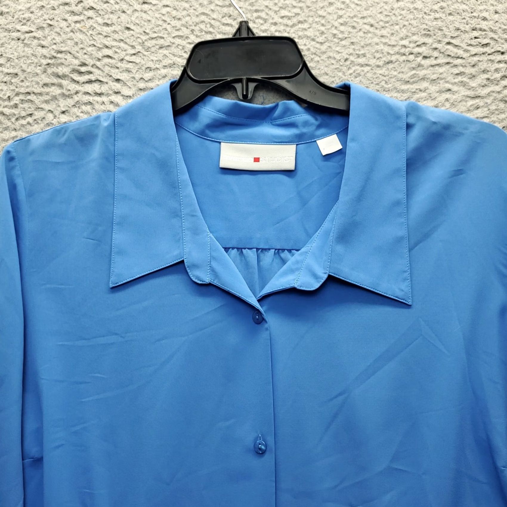Avenue Avenue Womens Shirt 22/24 Blue Stretch Long Sleeve Collared Button Up Size 3XL / US 20-22 - 3 Thumbnail