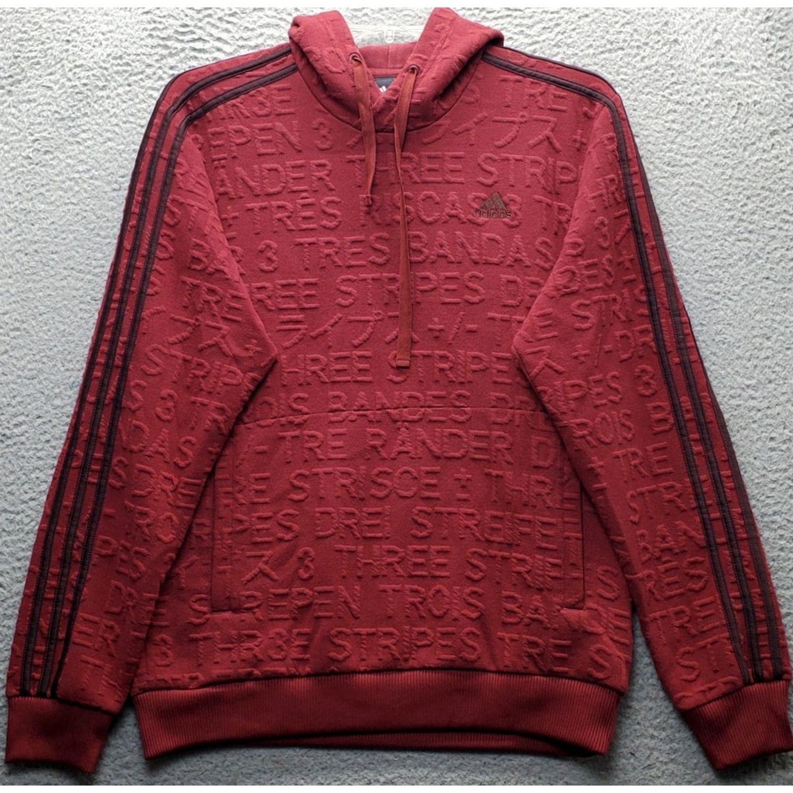 Adidas Adidas Hoodie Mens M Dark Red Embossed 3 Stripes Long Sleeve Pullover Shakeup Size US M / EU 48-50 / 2 - 2 Thumbnail