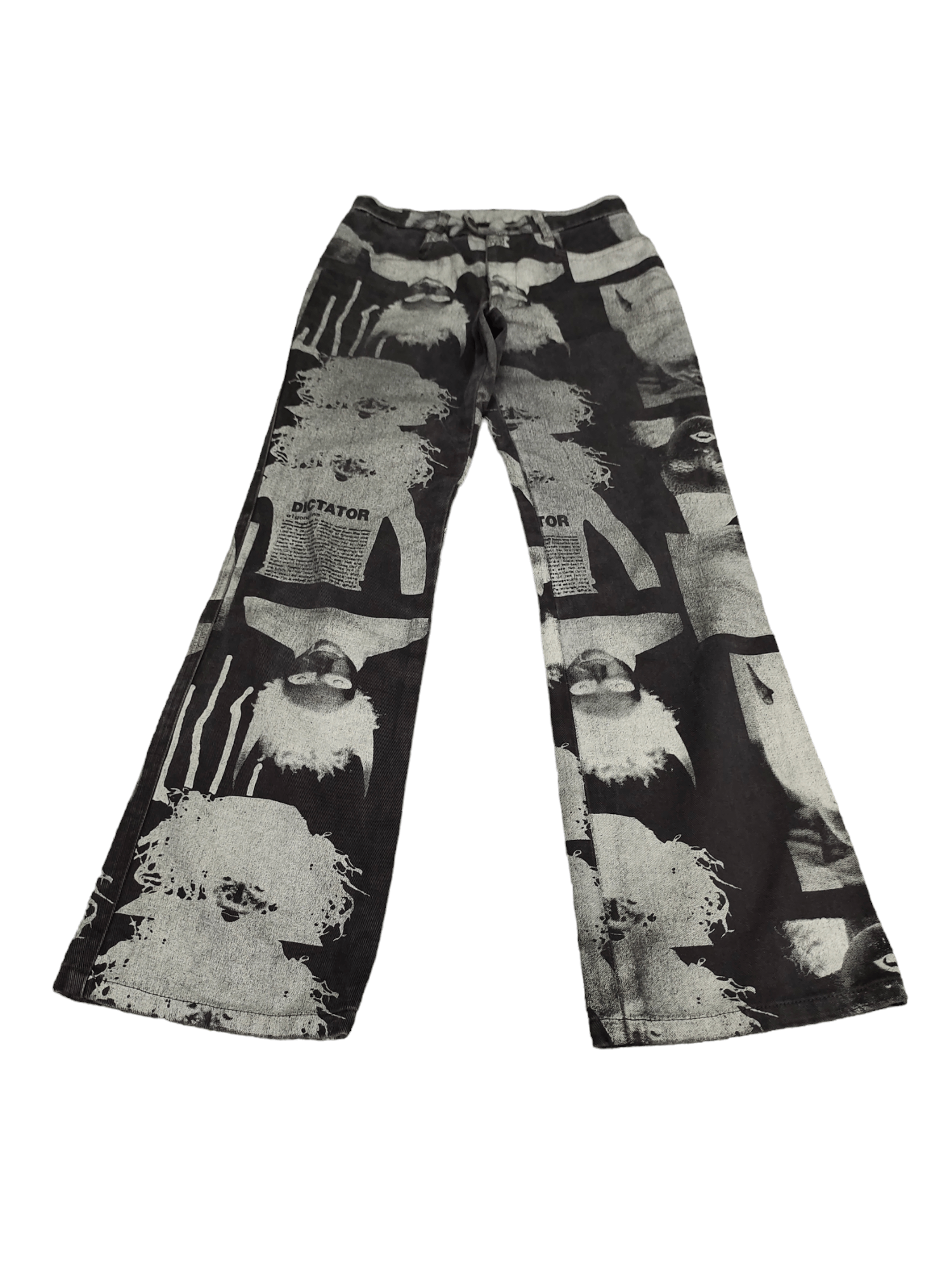 Jean Paul Gaultier Flare Pants Algonquins 'Dictator' Printed Boot Cut Jpg Style Size US 27 - 2 Thumbnail
