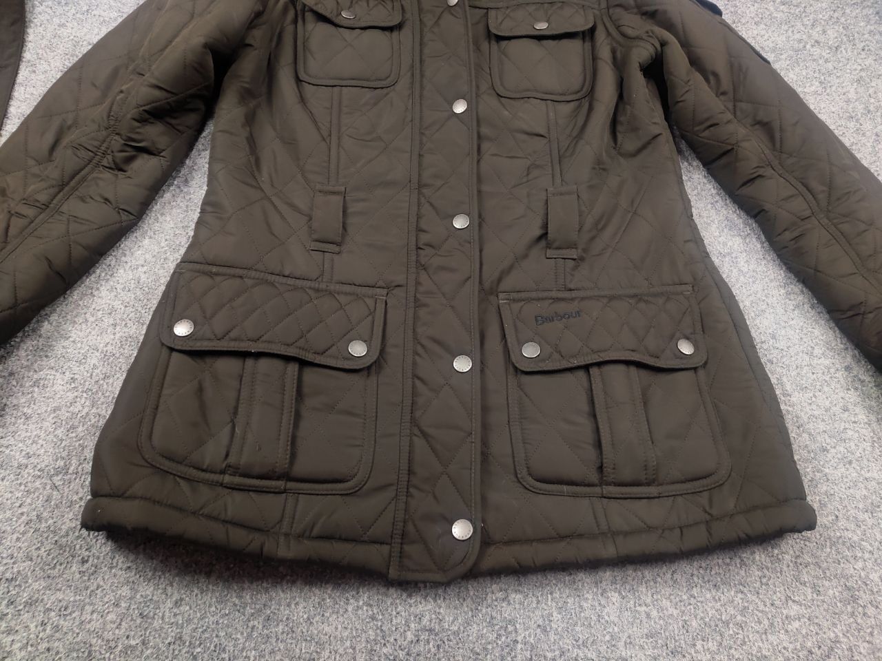 Barbour League Quilted Pocket Hooded Sherpa Green Jacket