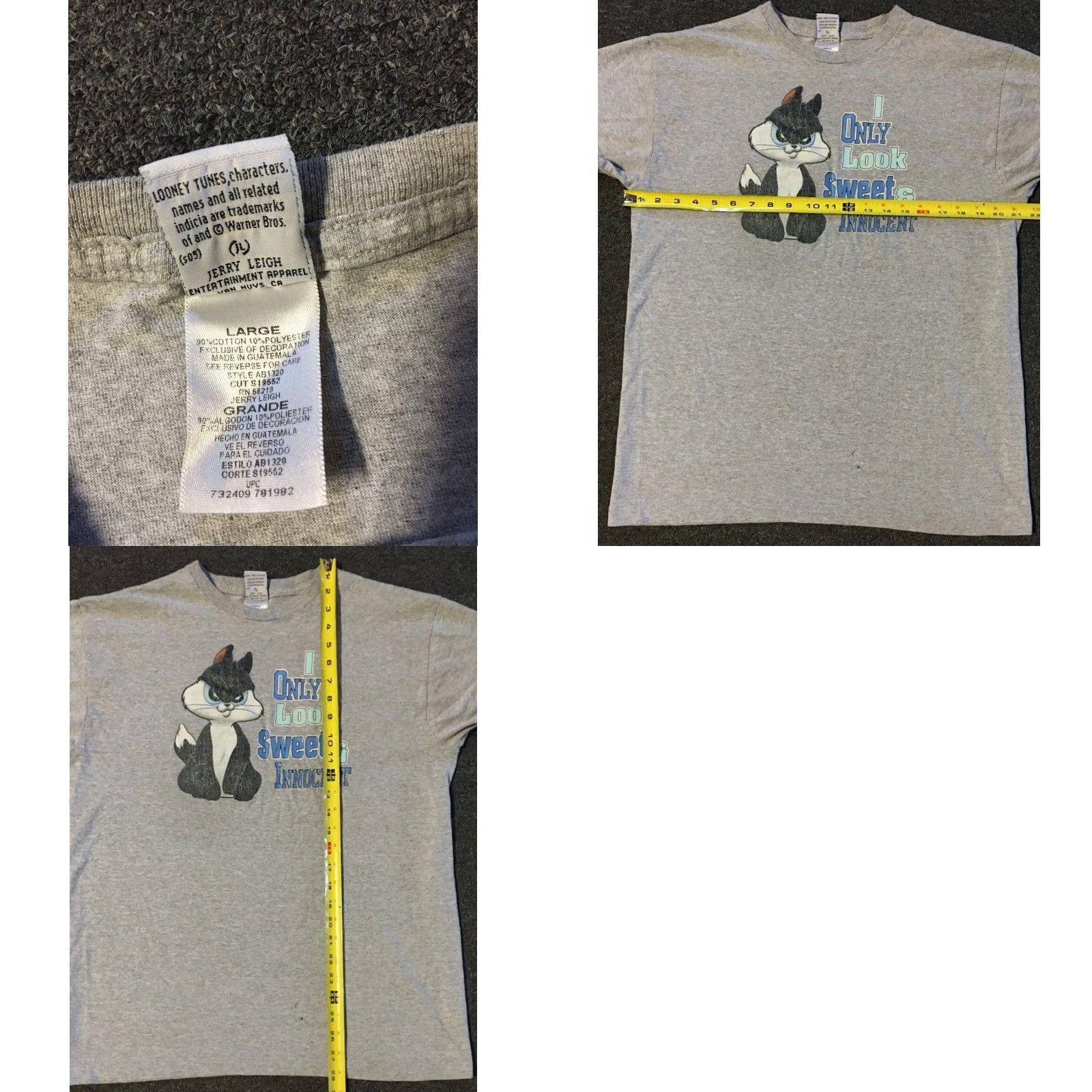 Vintage VINTAGE Pepe Le Pew Sweet Innocent Faded Shirt Men L Gray 90s Cartoon Looney Tunes Space Jam NBA Bugs Bunny Tweety Disney Size US L / EU 52-54 / 3 - 8 Thumbnail