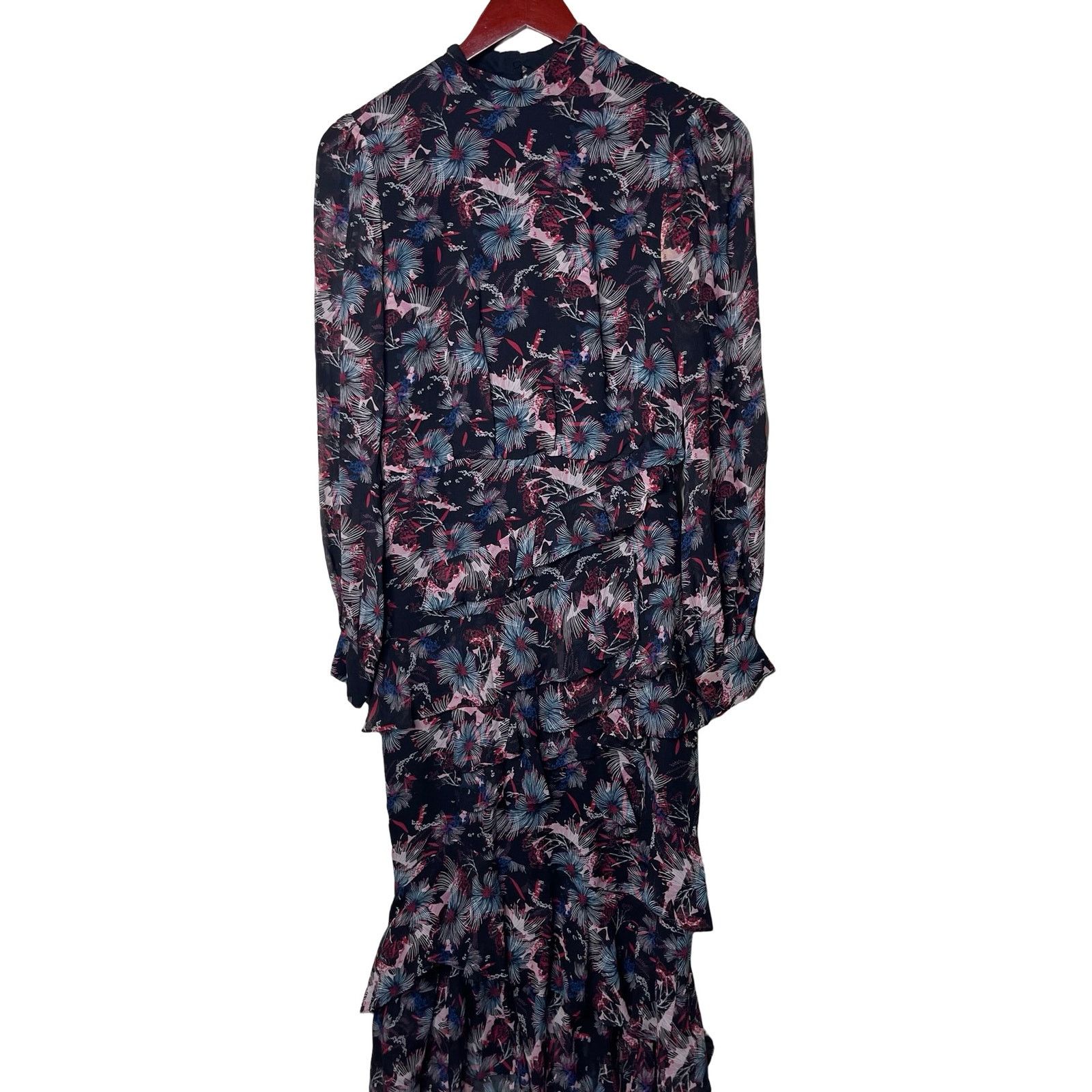Other SALONI Abstracted Ruffle Floral Midi Silk Dress sz 2 Size XS / US 0-2 / IT 36-38 - 2 Thumbnail
