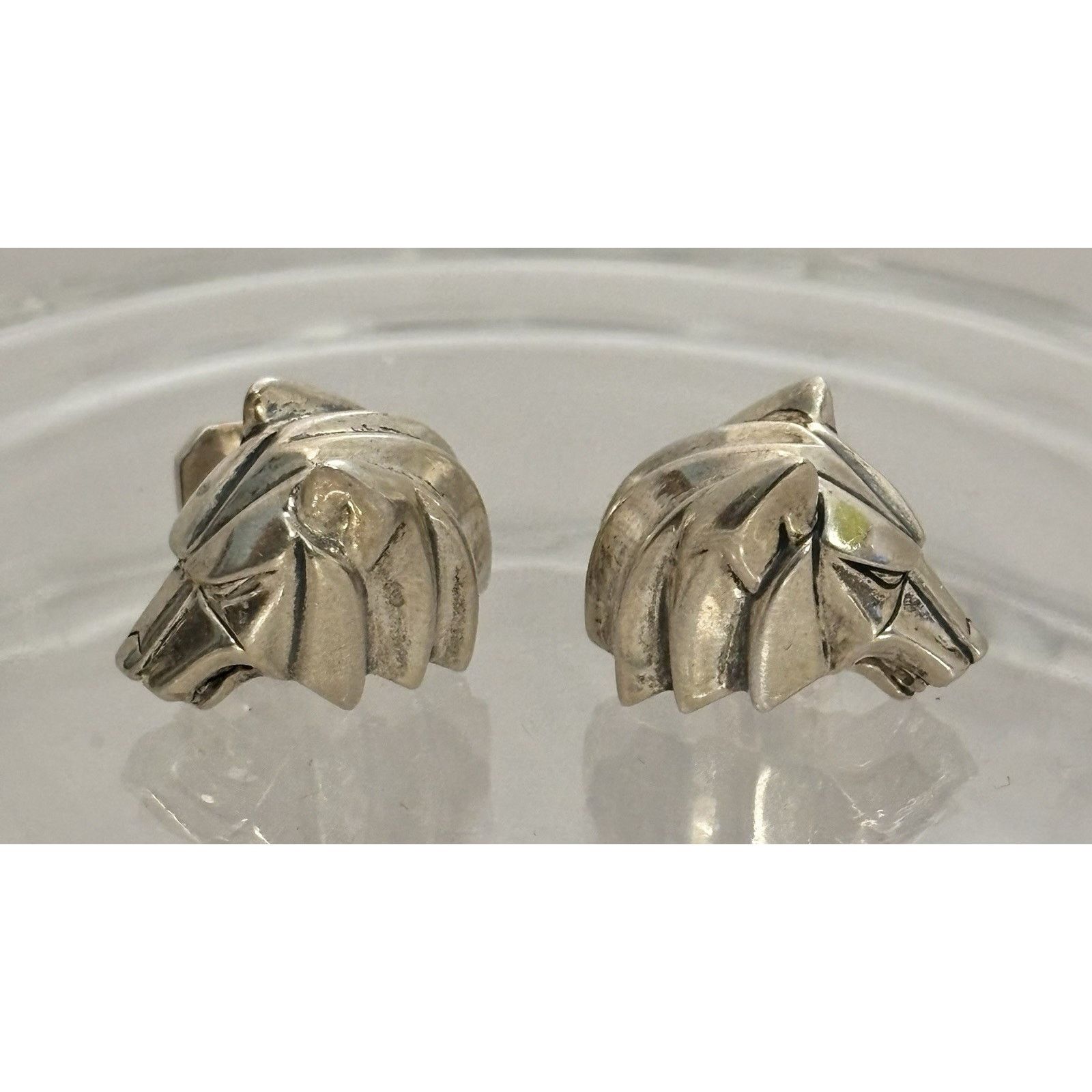 Sterling Silver Vintage Rick Cameron Wildlife Sterling Wolf Head Cufflinks Size ONE SIZE - 4 Thumbnail