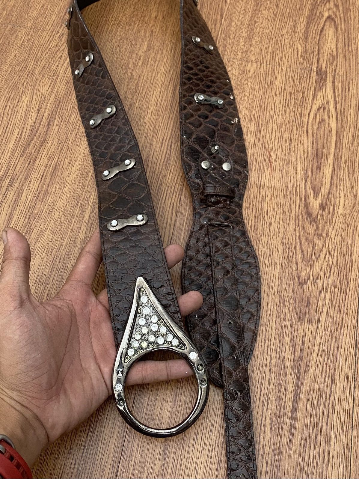 If Six Was Nine × Japanese Brand × Le Grande Bleu (L.G.B.) Crystal studded croc skin belt Size ONE SIZE - 4 Thumbnail
