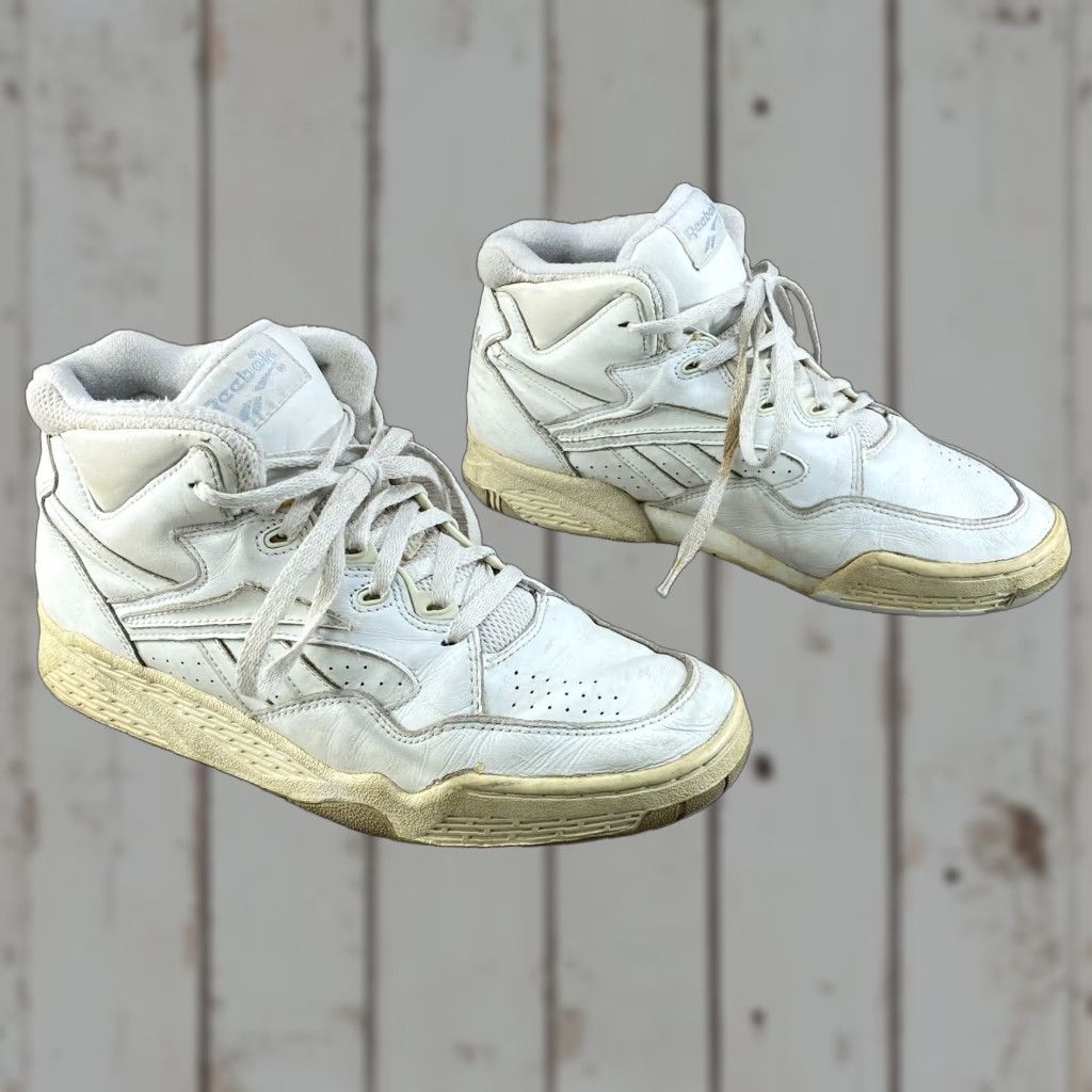 VINTAGE Reebok White Leather Shoes Mens 10.5 High Top Basketball BB4600 VTG - Nike?